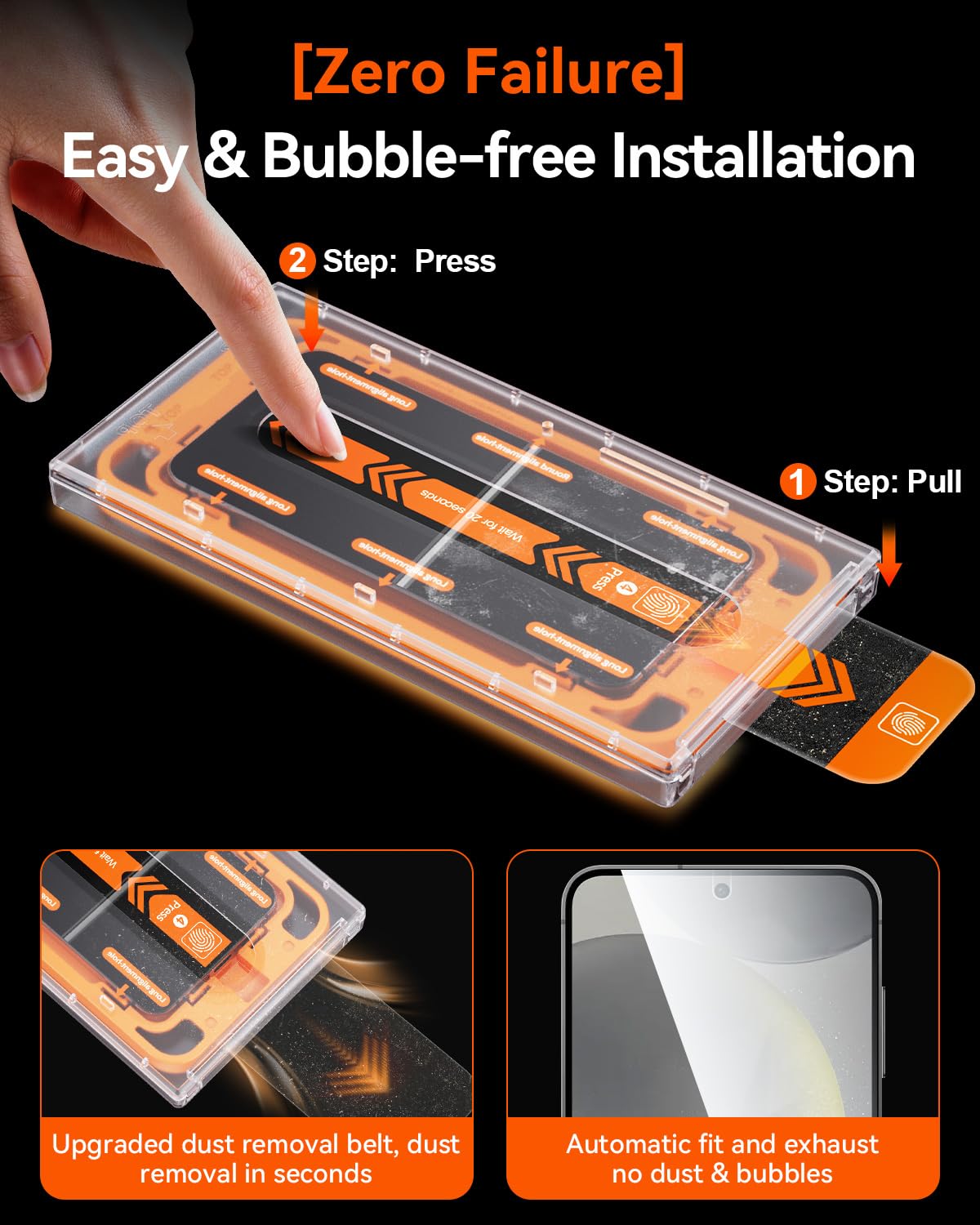 Mrglas Top 9H+Tempered Glass For Samsung Galaxy S24 Plus Screen Protector 6.7'' [Auto Alignment Kit][10X Military Protection] Wi