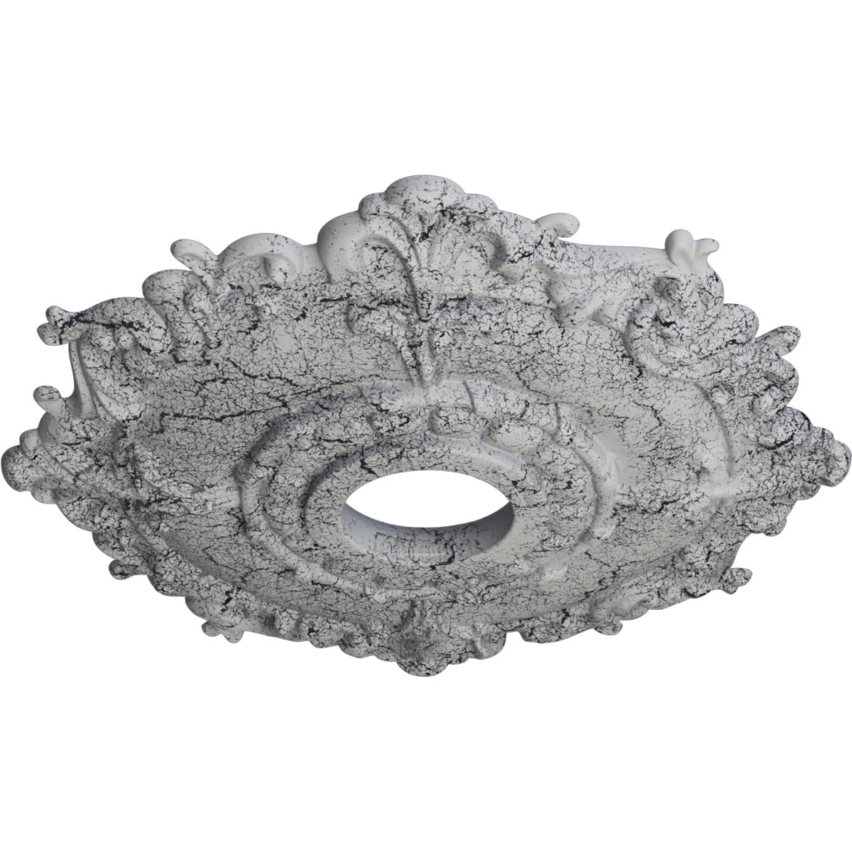 Ekena Millwork Cm18Rluwc Riley Ceiling Medallion, 18''Od X 3 1/2''Id X 1 1/2''P, Ultra Pure White Crackle