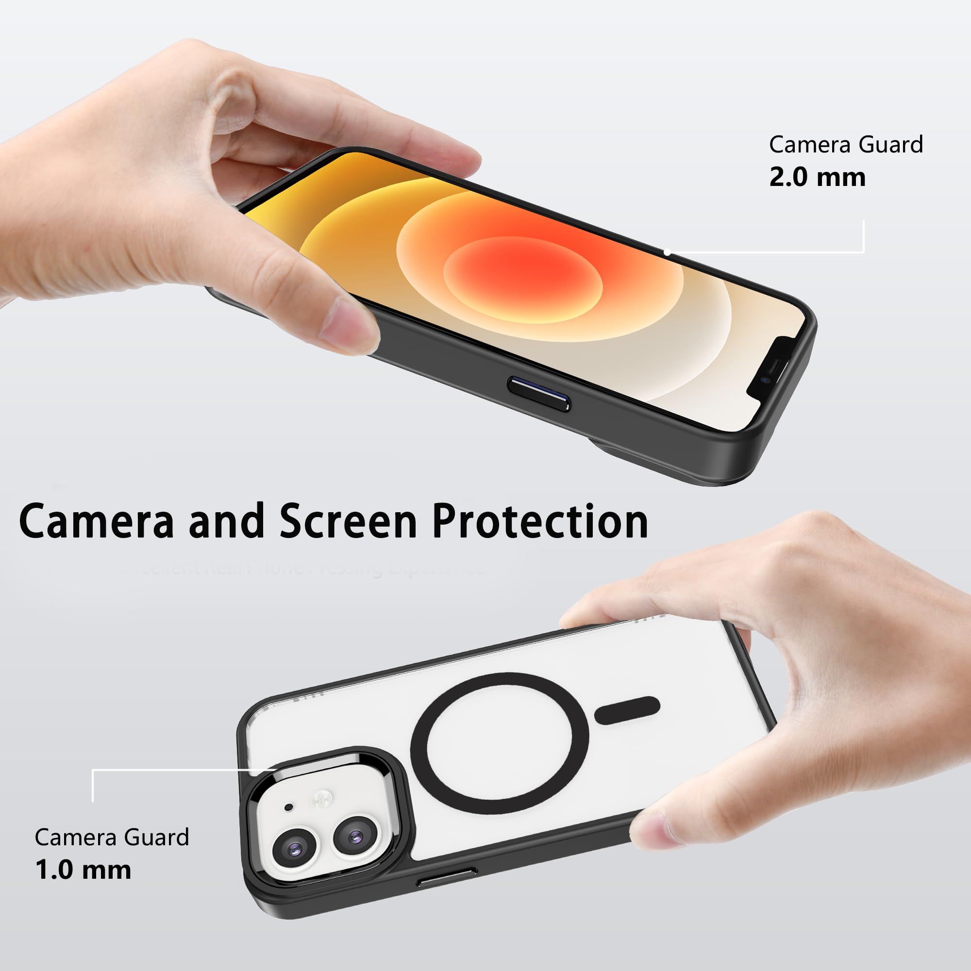 Pinlisheng Magnetic For Iphone 12 Case,Compatible With Magsafe, Military Grade Drop Tested, Shockproof Clear Hard Back Slim Case