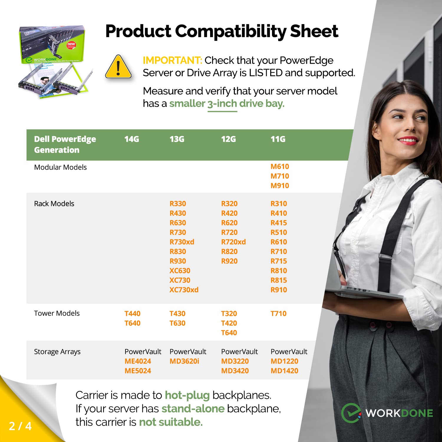 Workdone 2 Pack   2.5'' Hard Drive Caddy Tray G176J Compatible For Dell Poweredge Servers   R320 R420 T420 T620 R620 R720 R720Xd