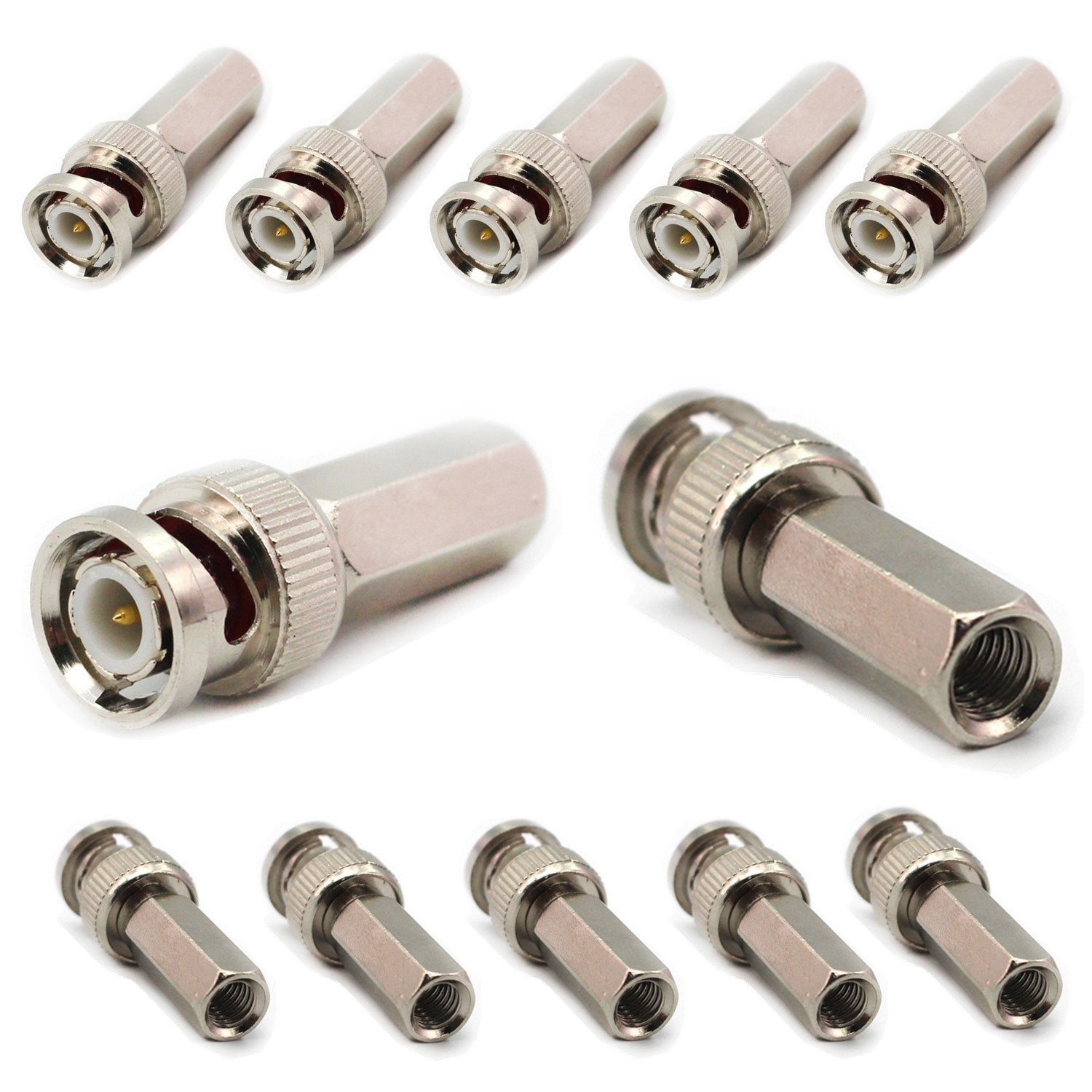 BeElion 20PCS BNC Male Twist on Coax Coaxial RG59 Connector for CCTV Security Camera