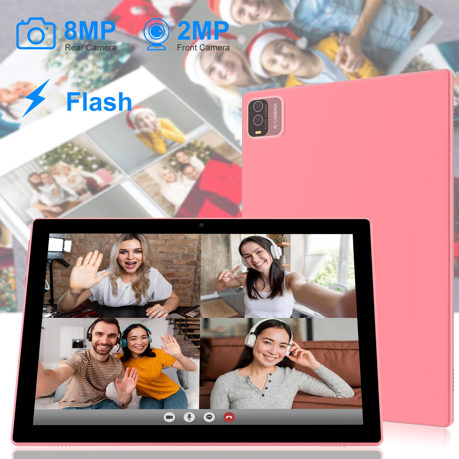 Tablet With Keyboard 2 In 1 Tablet Android Tablet 10 Inch Tablets, Include Mouse Case Stylus Tempered Film 5G Wifi Wifi6 128Gb R