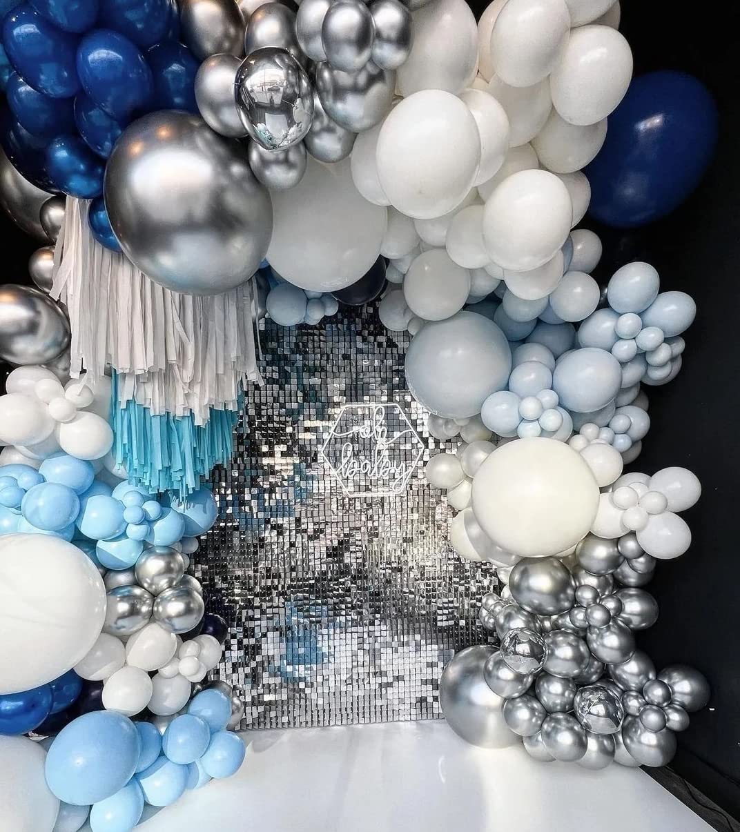 Kate Square Sliver Sequin Wall Panel Backdrop Sliver Glitter Panels Wedding Decoration(Pack Of 12)