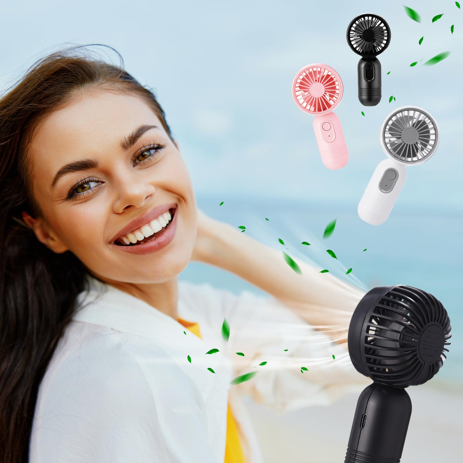 Rossesay Mini Portable Fan Bulk Cute Handheld Lightweight Small Little Personal Hand Eyelash Fan 3 Speeds Usb Rechargeable For W