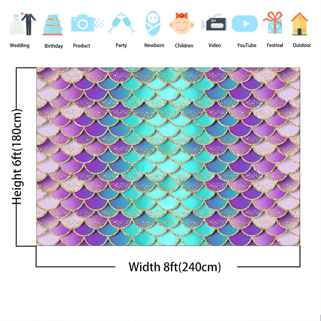 Avezano Mermaid Backdrops For Girls Birthday Glitter Mermaid Scales Princess Baby Shower Party Decorations Photo Booth Studio Pr