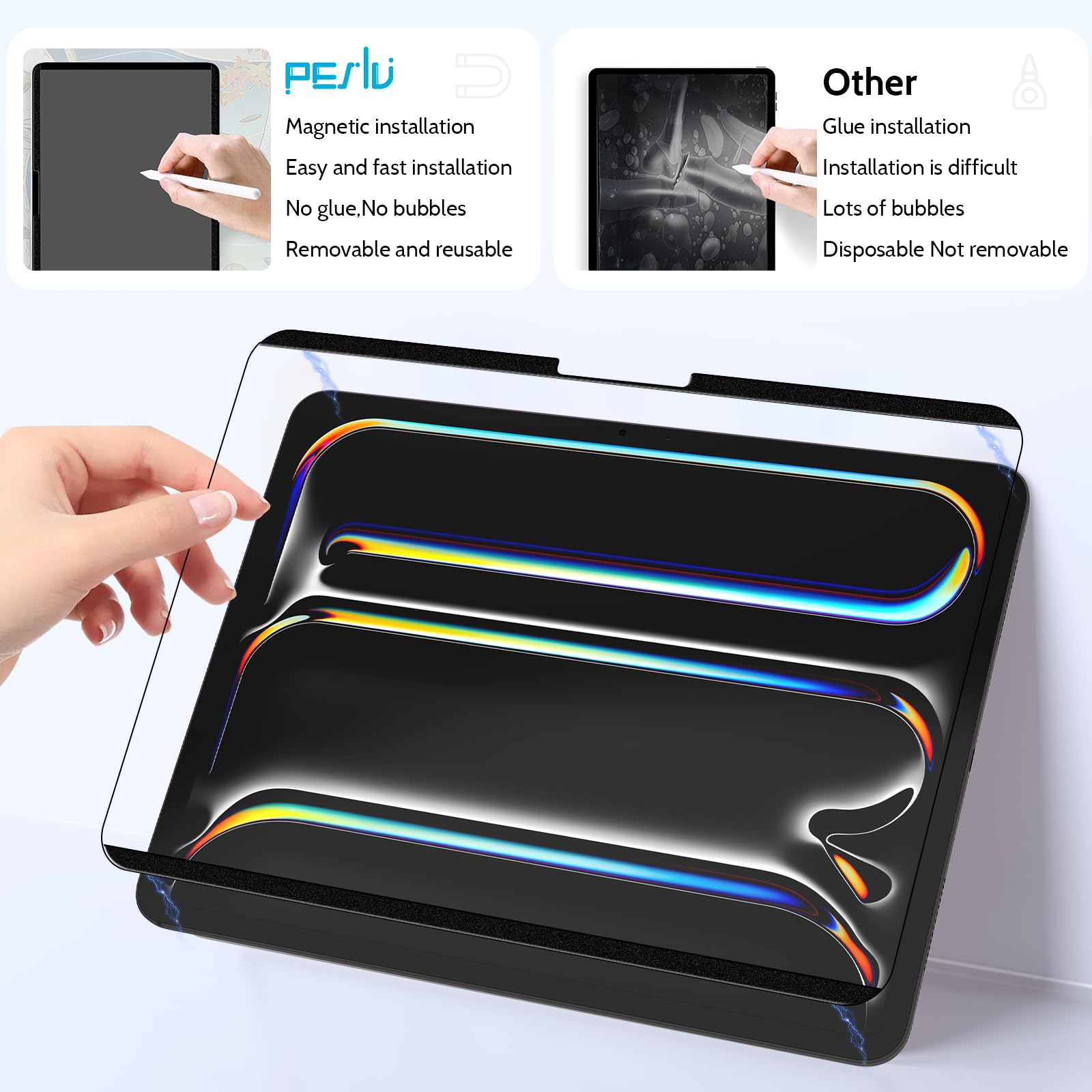 Peslv 2 Pack Magnetic Paperfilm For Ipad Pro 13 Inch 7Th (2024, M4), Feel Like Writing Drawing On Paper, Matte Removable Anti Gl