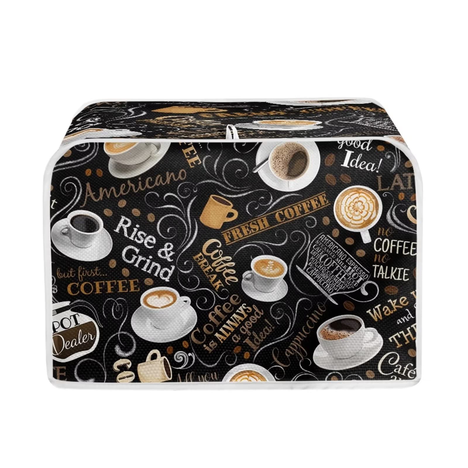 Uniceu Coffee Pattern Toaster Cover, Quilted Toaster Cover Fits For Most Standard 4 Slice Toasters Kitchen Small Appliance Cover