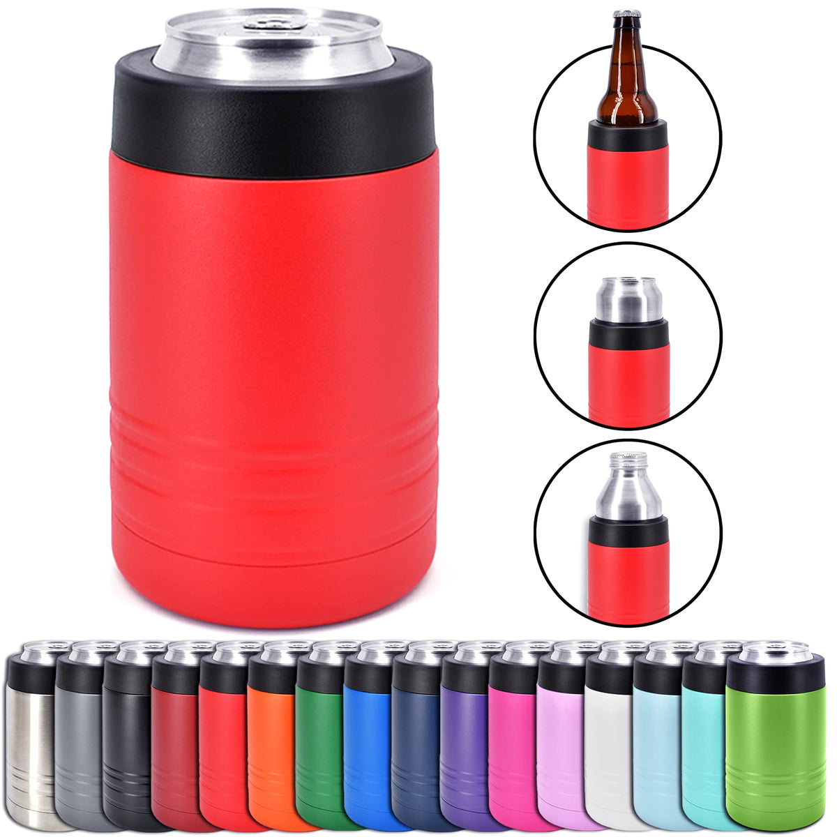 Clear Water Home Goods 4-In-1 Stainless Steel 12 Oz Double Wall Vacuum Insulated Can Or Bottle Cooler Keeps Beverage Cold For Ho