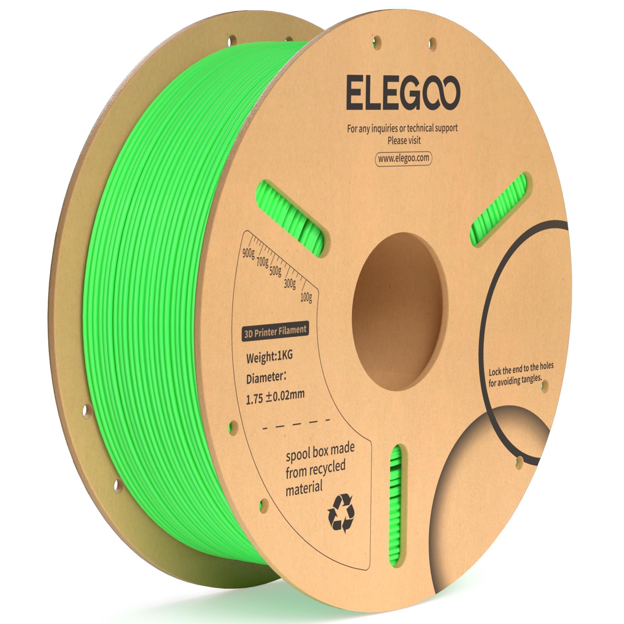 Elegoo Pla Plus Filament 1.75Mm Neon Green 1Kg, Pla+ Tougher And Stronger 3D Printer Filament Pro Dimensional Accuracy +/  0.02M