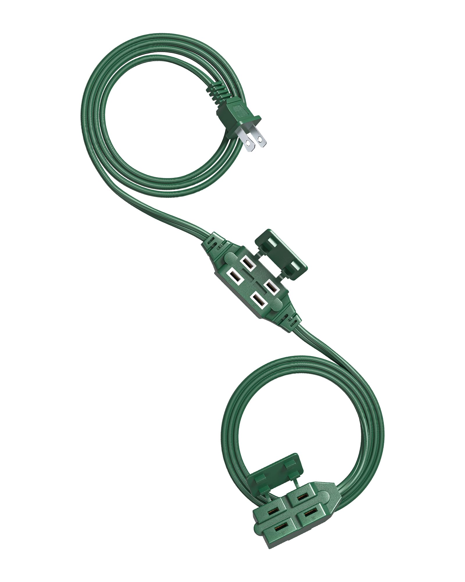 Dewenwils 2 Prong Extension Cord 6 Ft, 3Ft + 3Ft Indoor Extension Cord, 2 Groups 3 Polarized Outlets With Safety Cap Protect For