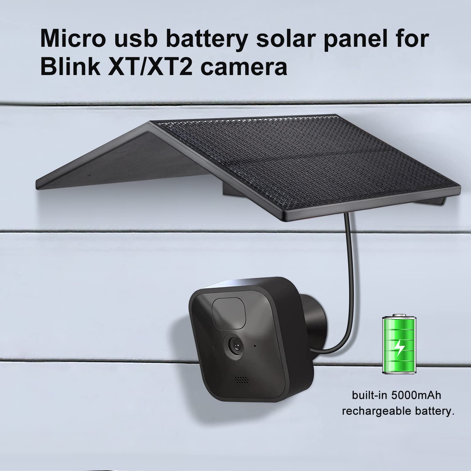 2Pack Solar Panel Compatible With Blink Outdoor, Blink Outdoor (3Rd Gen) & Blink Xt2/Xt Camera, Built In 5000Mah Rechargeable Ba