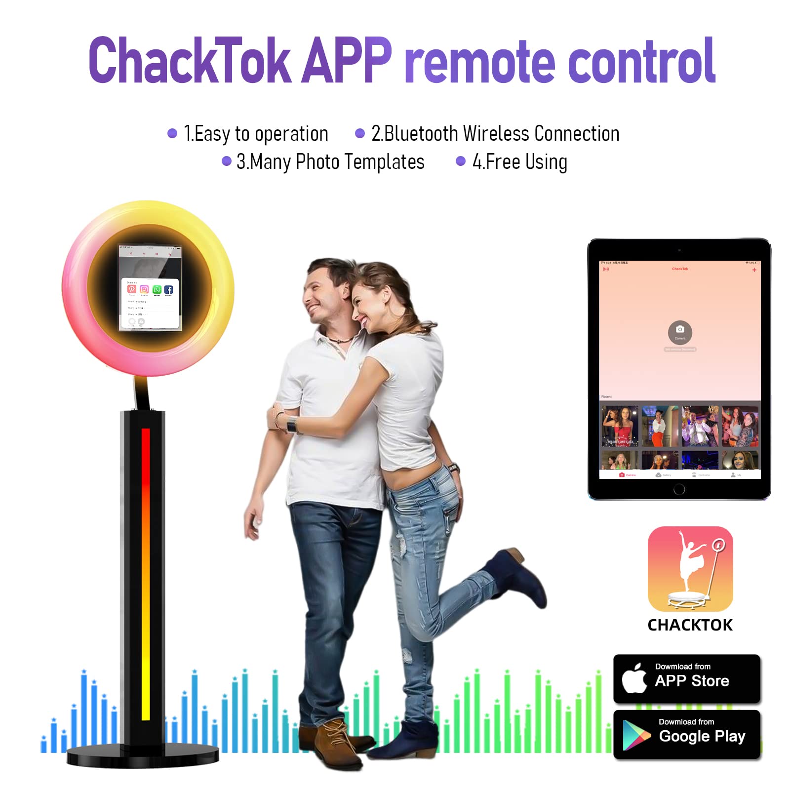 Harzhi Portable Photo Booth Compatible With Ipad 12.9In 10.9In 10.2In,For Ipad Photo Booth Shell Stand Stand Software App Contro