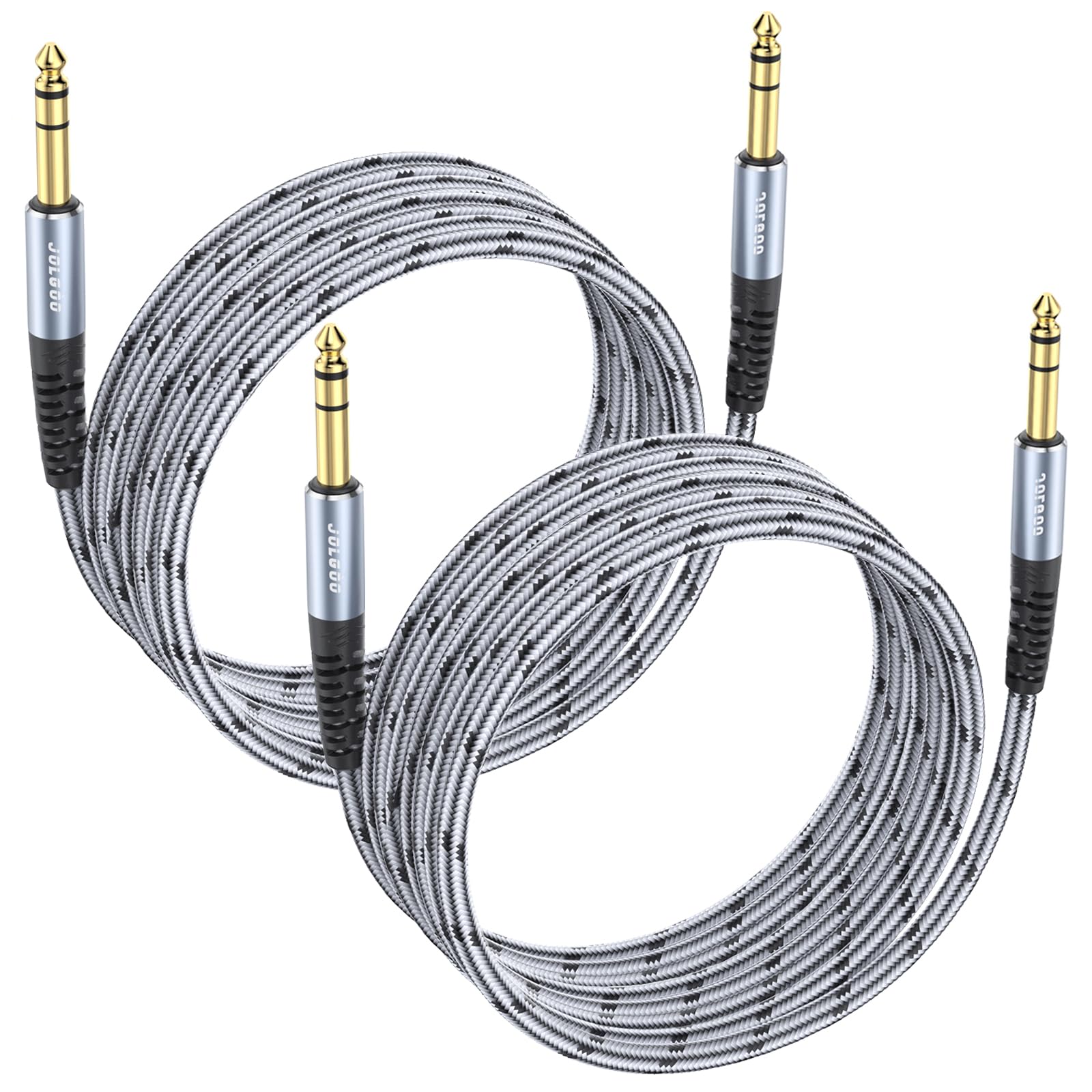 Jolgoo 1/4 Inch Trs Instrument Cable 15 Ft 2 Pack, Quarter Inch Audio Cable, 6.35 Balanced Interconnect Line For Electric Guitar