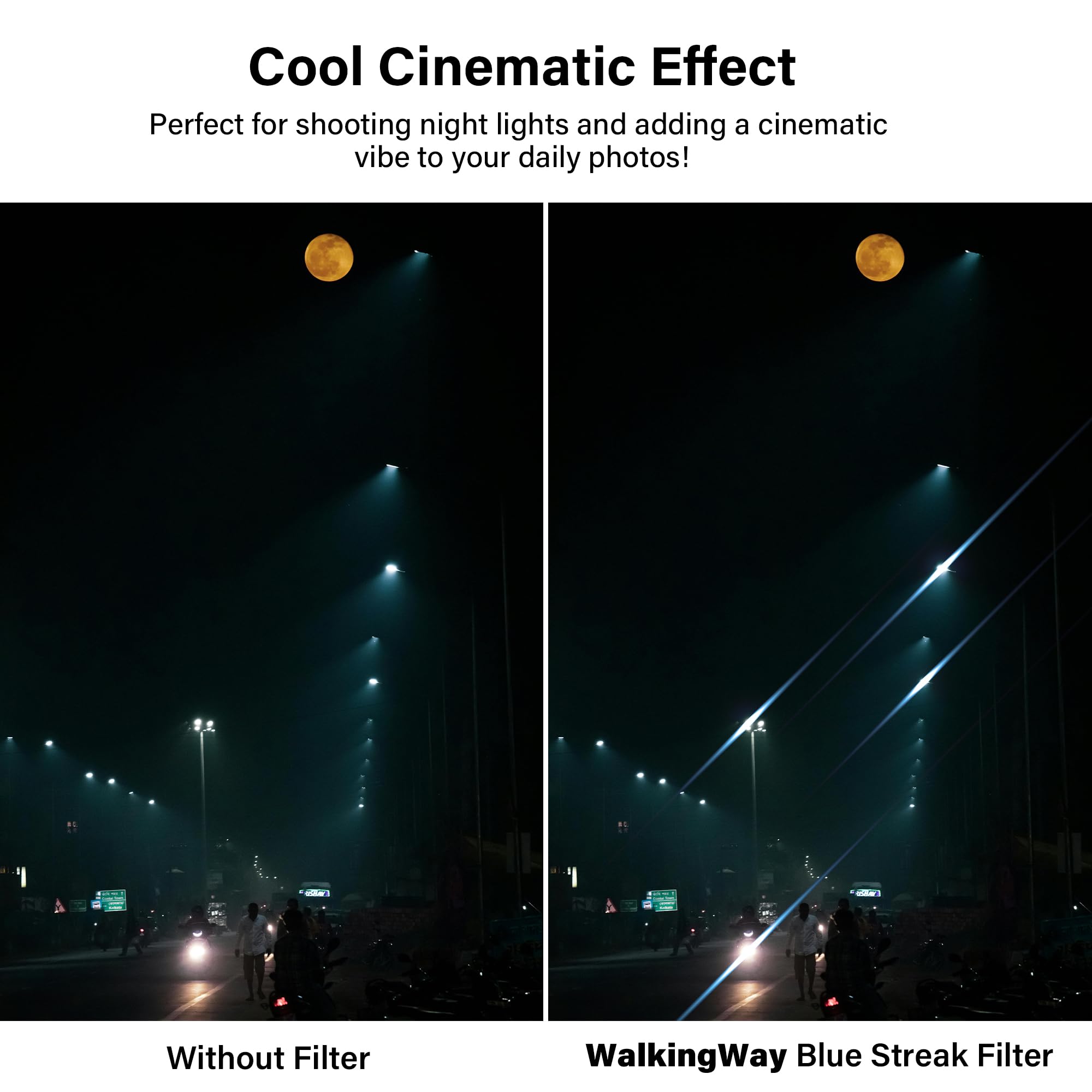 Walking Way 95Mm Variable Blue Streak Filter Rotating Circular Anamorphic Style Streak Effect Lens Filter For Photography And Vi