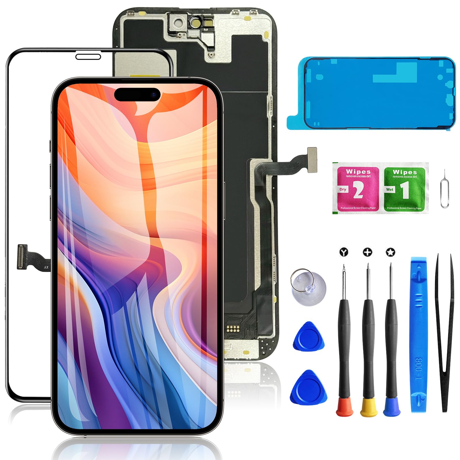 Mobkitfp for iPhone 14 Pro Max Screen Replacement, LCD Display Frame Assembly 3D Touch Screen for A2651, A2893, A2896, A2895, A2