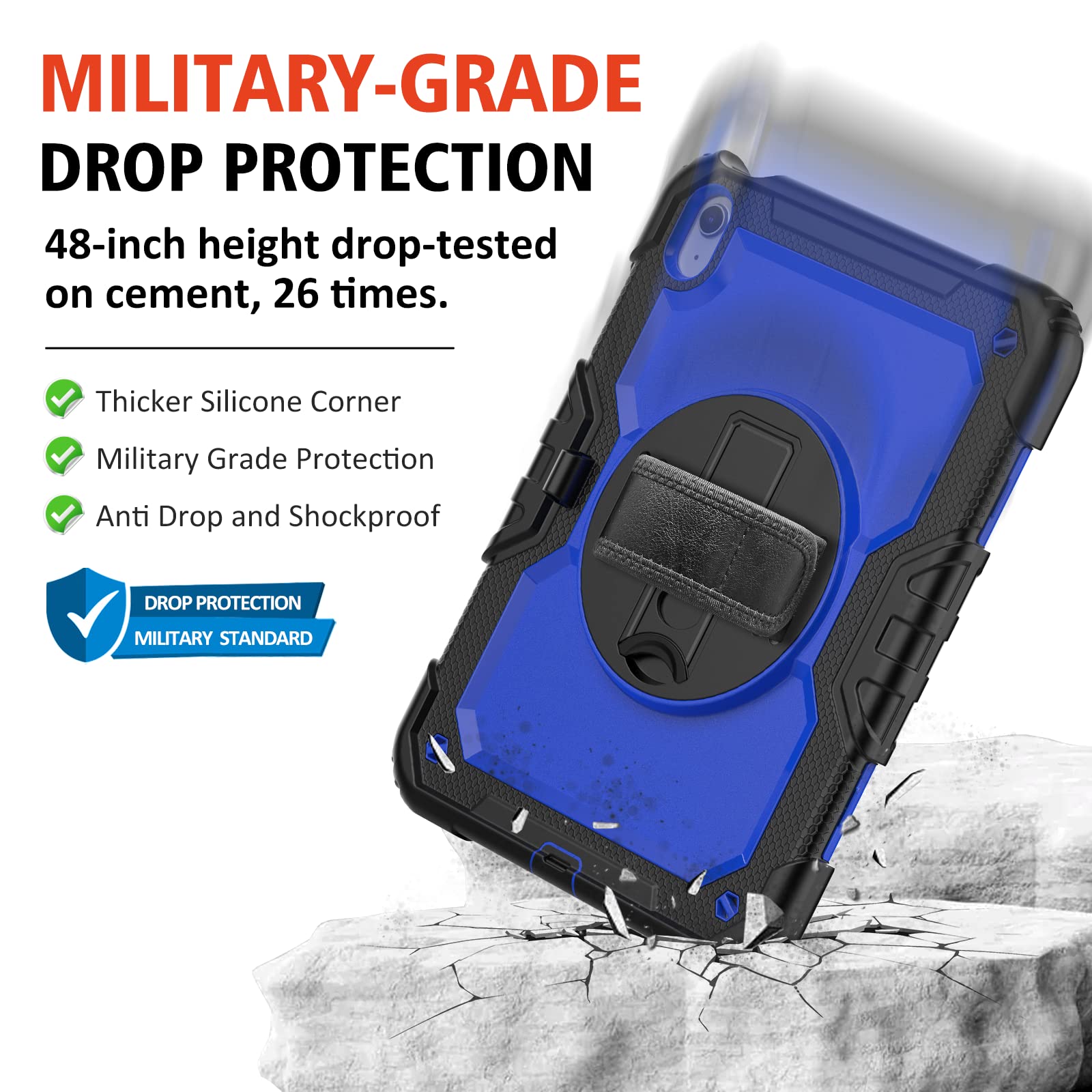 Ipad 10Th Generation Case, Ipad 10 Case 10.9 2022, [Kid Proof] Ambison Full Body Protective Case With 9H Tempered Glass Screen