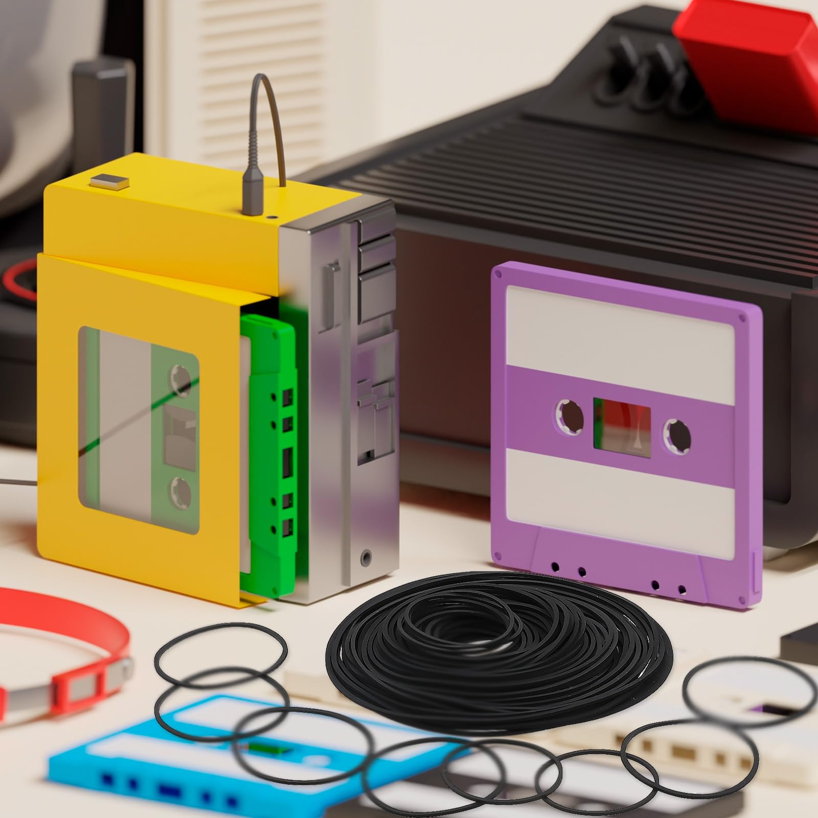 100 Pcs Recorder Rubber Belts Cassette Recorder Repair Maintenance Mix Flat Cassette Tape Machine Rubber Belts 40 135 Mm Cassett