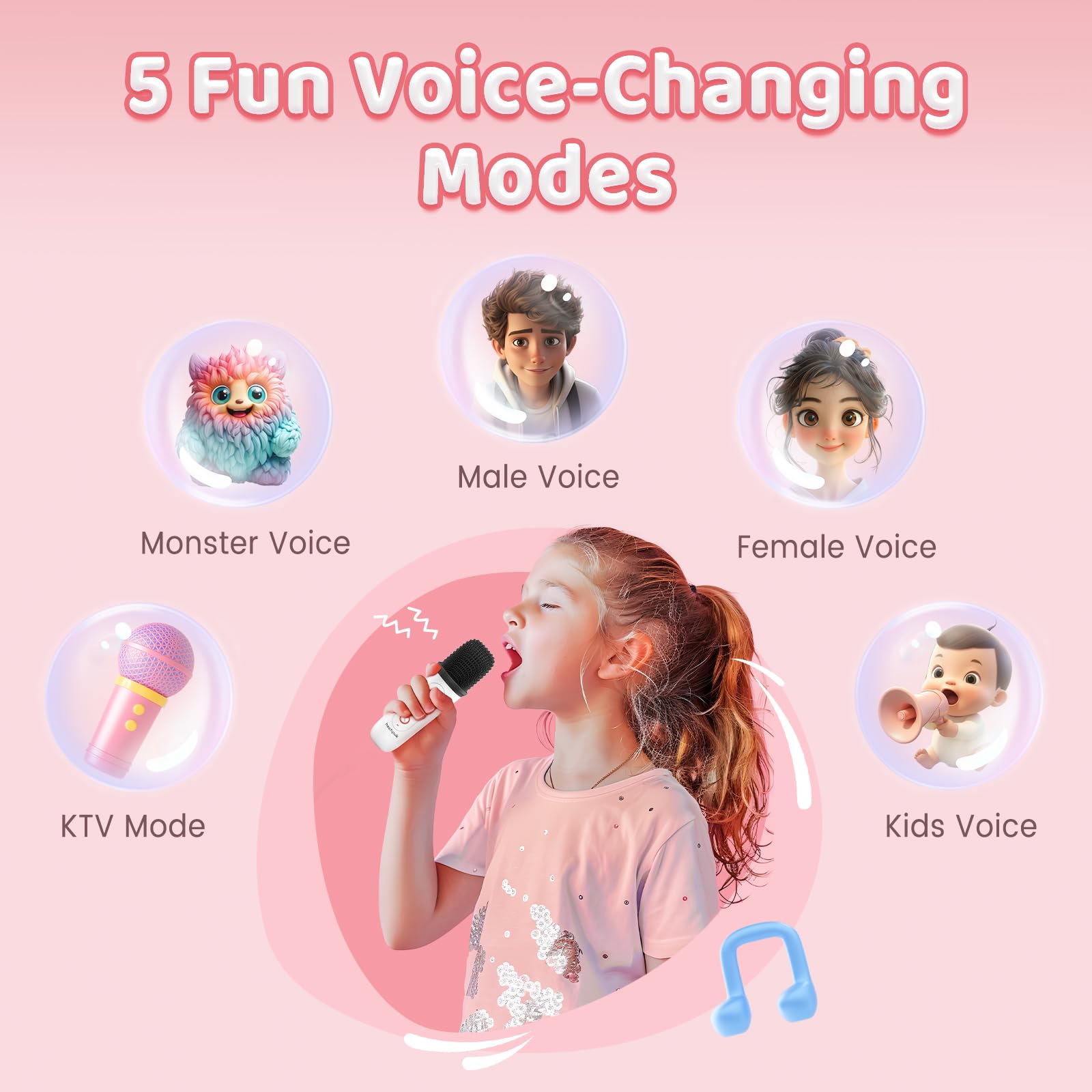 Mini Karaoke Machine For Kids Adults,Portable Bluetooth Speaker With 2 Wireless Microphones Toys Gifts For Girls 4 12 Years Old,