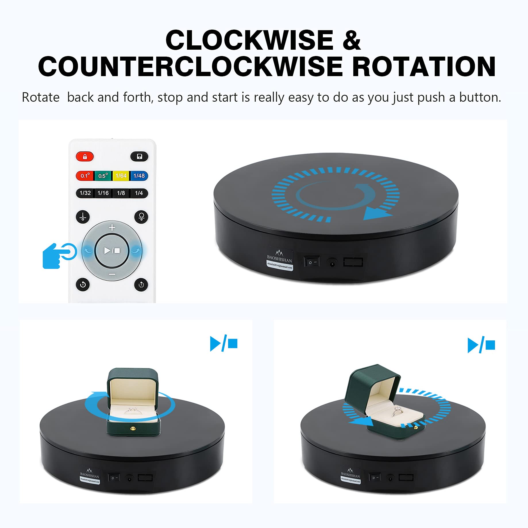 Baoshishan Motorized Rotating Display Stand 13.7Inch/110Lb, 360 Degree Photography Turntable With Remote Control, Electric Turnt