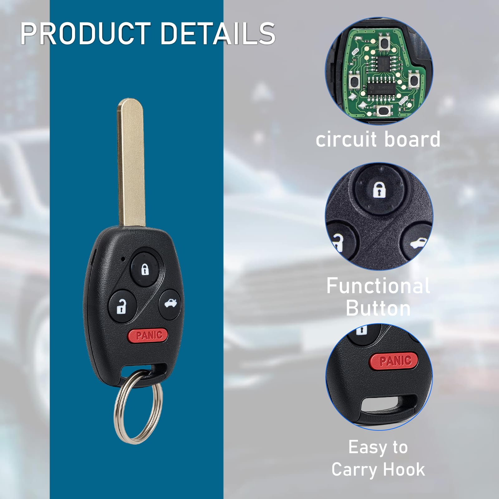 Keyless Entry Key Fob Replacement Fits For Honda Pilot 2009-2015, Honda Accord Sedan 2008-2012, Car Remote Control Key Fobs (Kr5