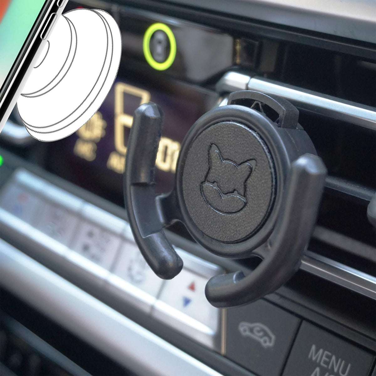 Homefox Car Vent Mount Holder 2 Pack - Compatible With Popsocket - Black Leather Car Mount Made For Pop Socket Grips Collapsible
