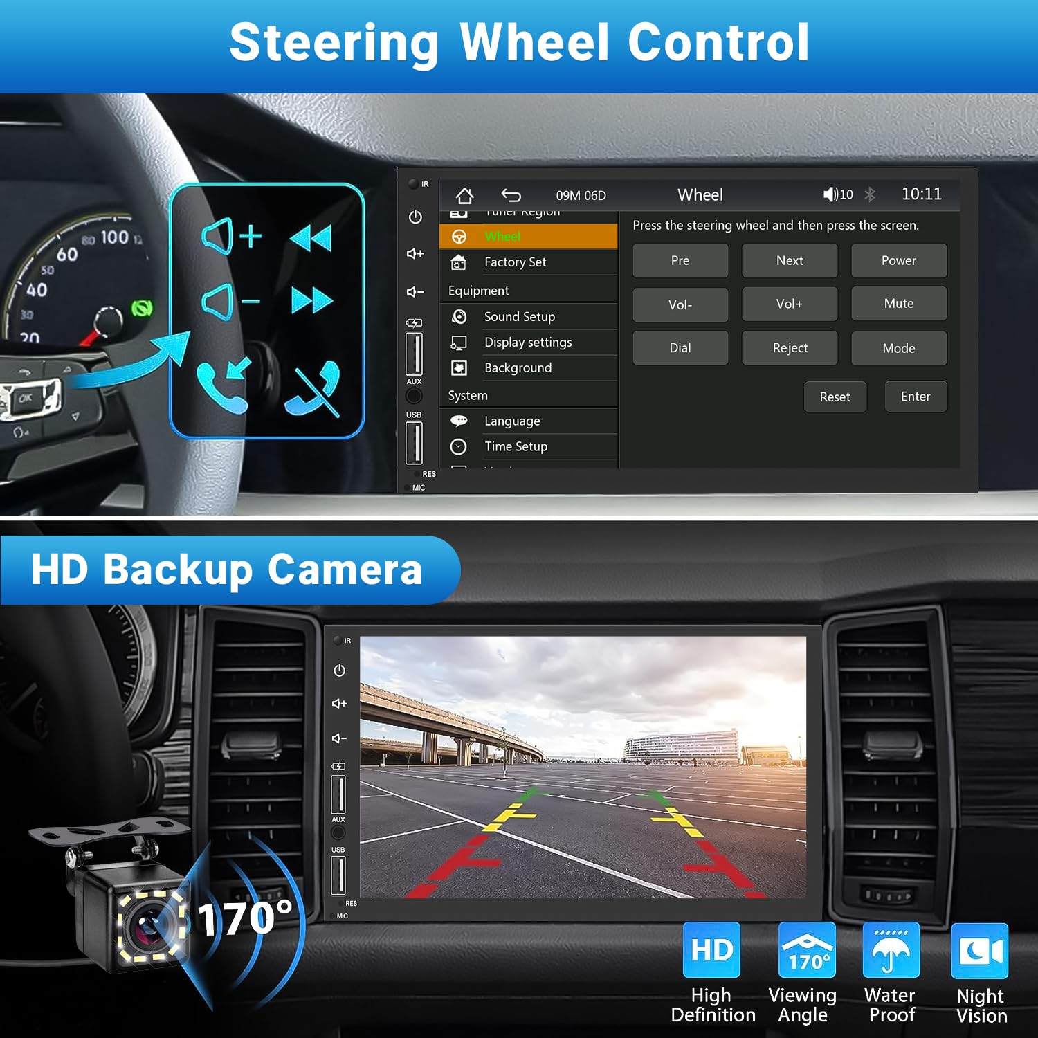 Leadfan Double Din Car Stereo Radio Support Apple Carplay&Android Auto, 7Inch Hd Touchscreen Double Din Radio With Bluetooth, Ca