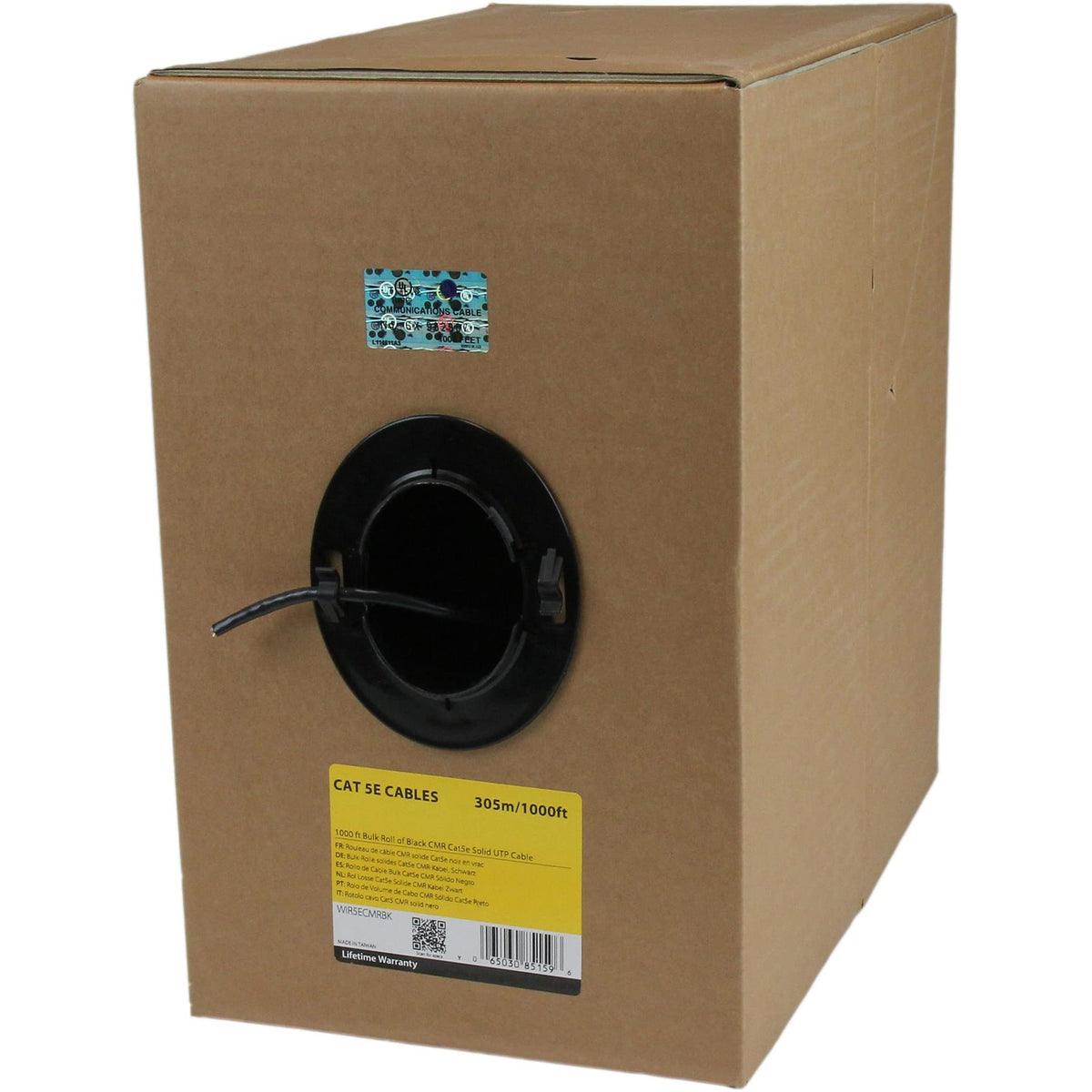 StarTech.com Bulk Cat 5e Ethernet Cable   1000 ft. (304,8m)   Solid   CMR Rated   Black   TAA Compliant