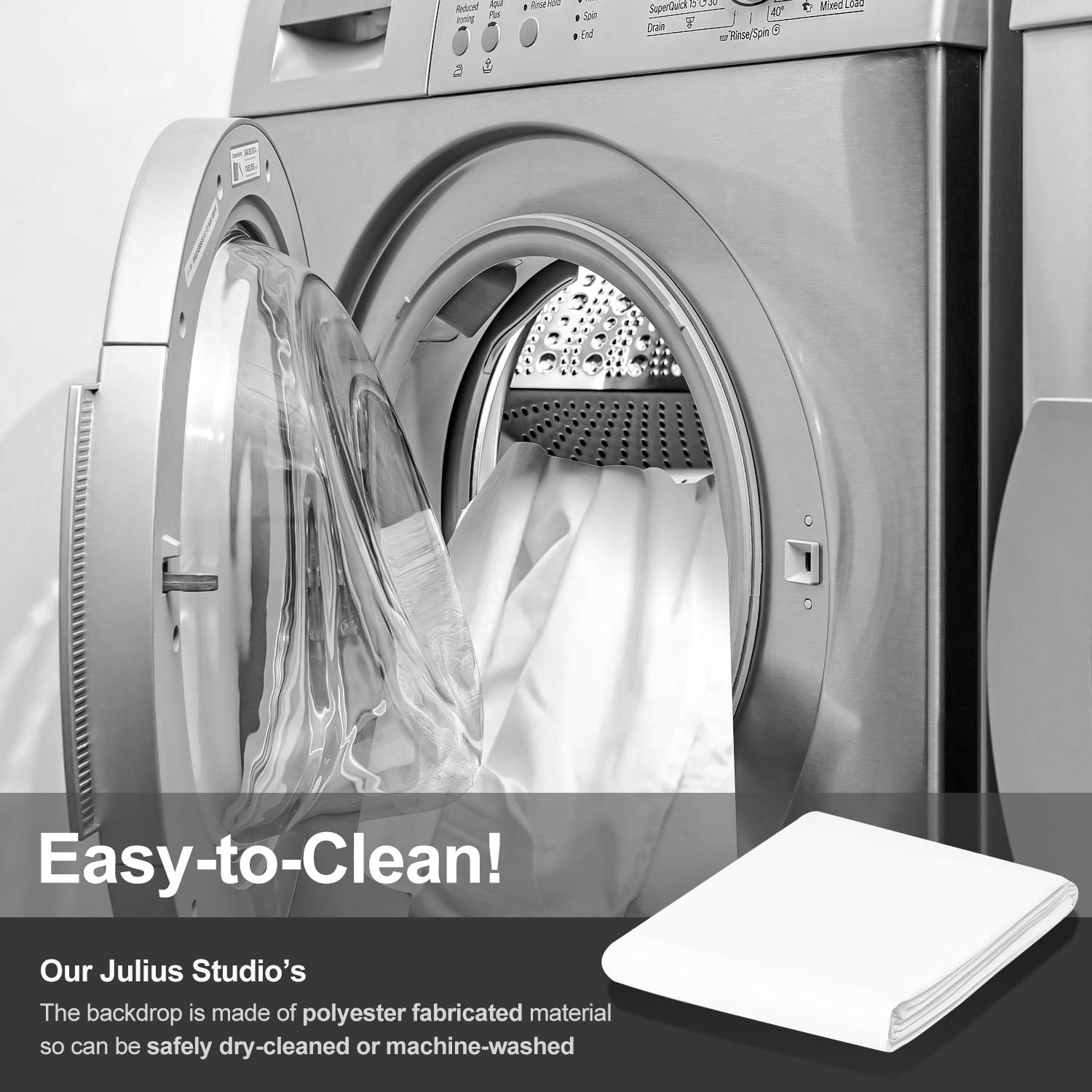 Julius Studio 9 Ft X 15 Ft White Chromakey Photo Video Studio Fabric Backdrop, Background Screen, Pure White Muslin, Photography