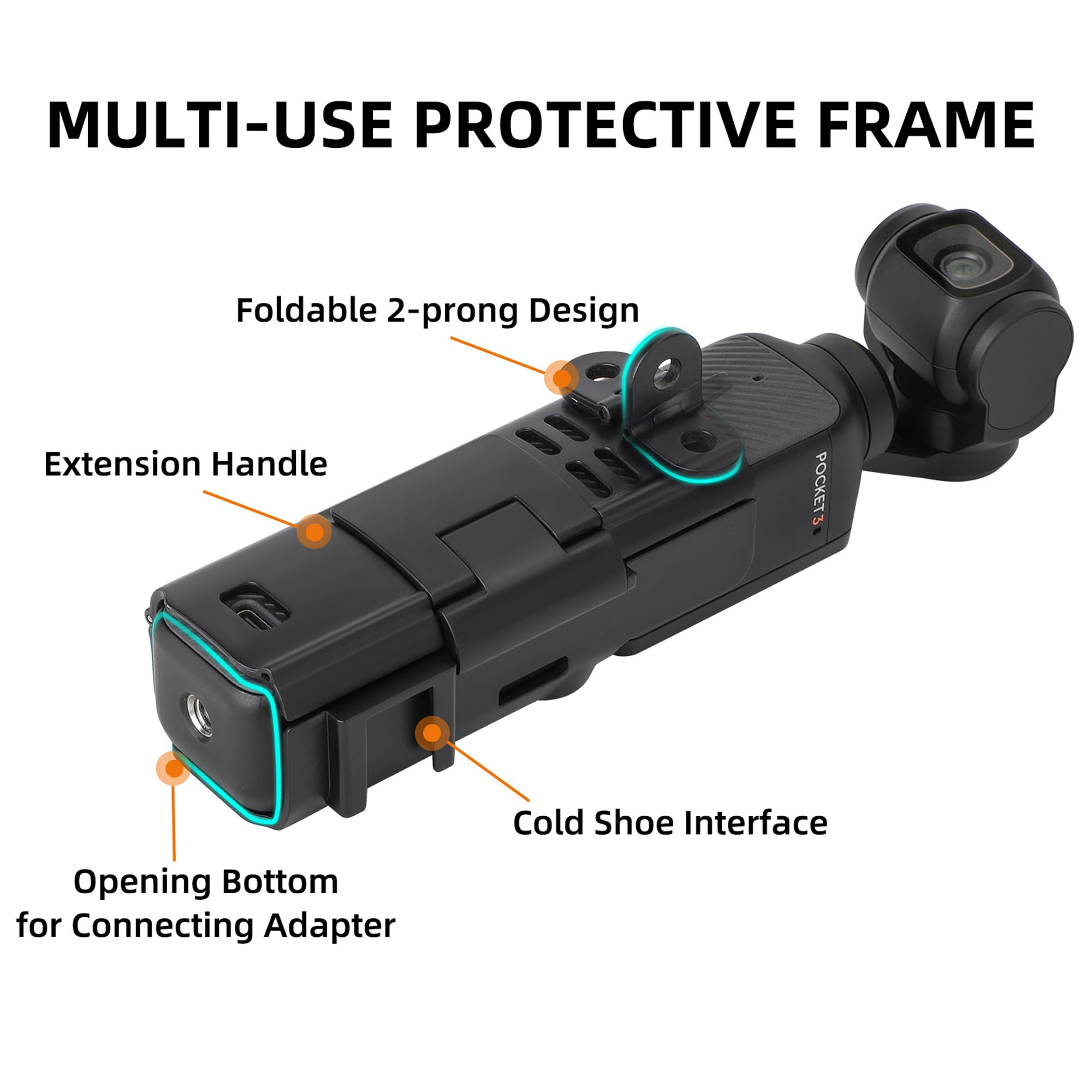 Woenjo Pocket 3 Expansion Adapter For Dji Osmo Pocket 3 Creator Combo Handle Accessories Cold Shoe,Support Extended Mounting Bra