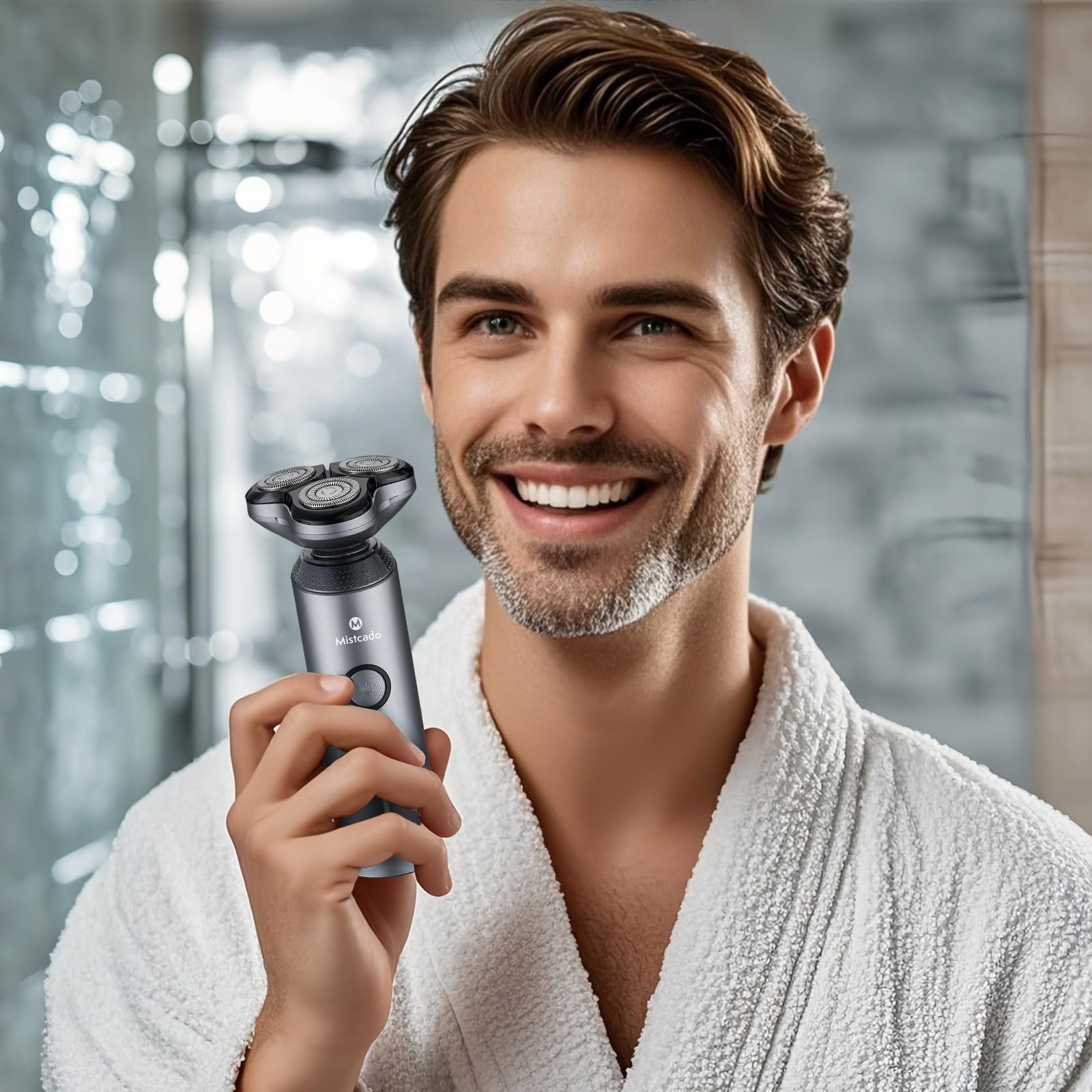 Electric Razor For Men, 4 In 1 Face Rechargeable Shaver Kit, Cordless Waterproof Rotary Razors With Travel Beard Trimmer, Nose T