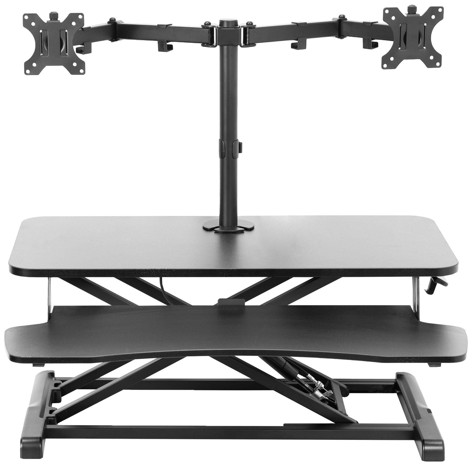 VIVO Height Adjustable 32 inch Standing Desk Converter with Dual 13 to 30 inch Monitor Stand, Sit Stand Monitor Mount and Desk Riser, Black, DESK V000K M2