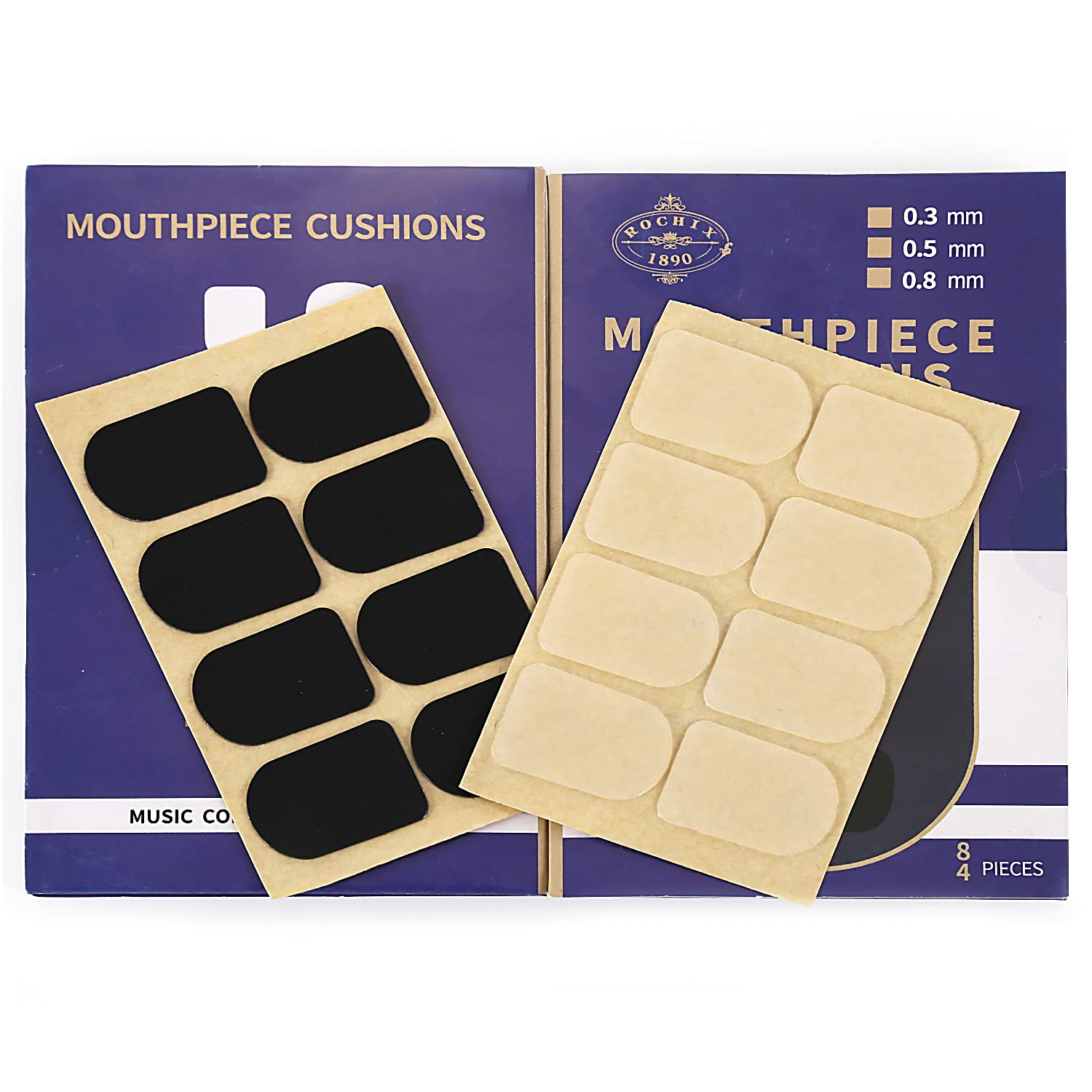 Clarinet/Soprano Saxophone Sax Mouthpiece Cushions Patches Pads,0.8Mm Black & White (16 Pcs)