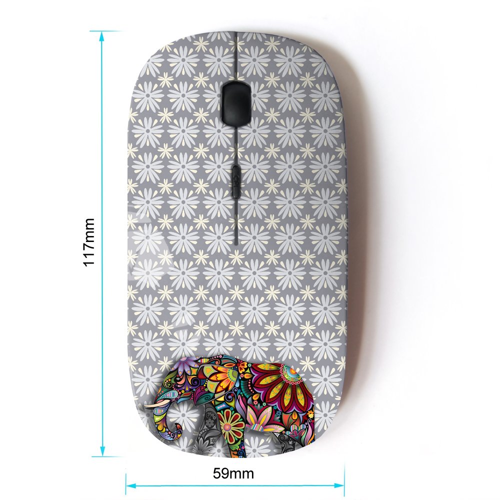 Koolmouse [ Optical 2.4G Wireless Computer Mouse [ Indian Elephant Vintage Floral ]