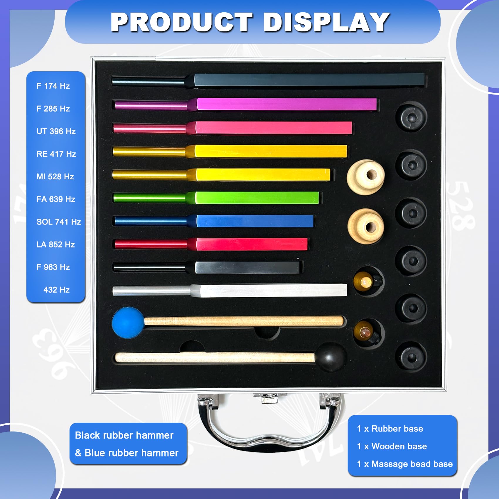 Tenfly Solfeggio Tuning Fork Set   10 Tuning Forks Perfect For Dna Healing, Chakra, Sound Therapy, Multicolour, With Exquisite A