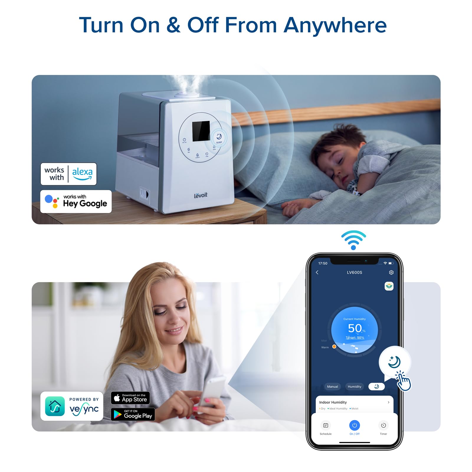 Levoit Lv600S Smart Warm And Cool Mist Humidifiers For Home Bedroom Large Room, (6L) 753Ft Coverage, Quickly & Evenly Humidify W