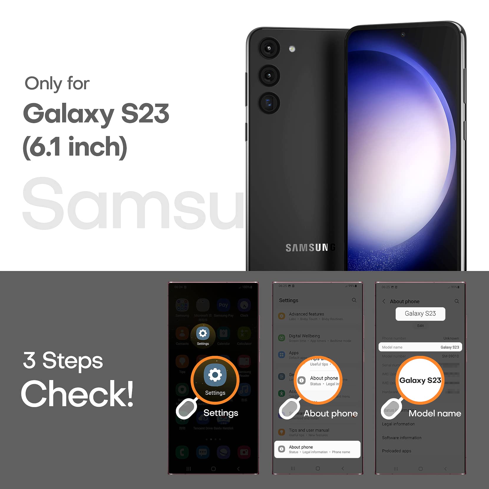 Tocol For Samsung Galaxy S23 Case, With 2 Pack Screen Protector [Upgraded Full Camera Protection] [Military Grade Drop Tested] T