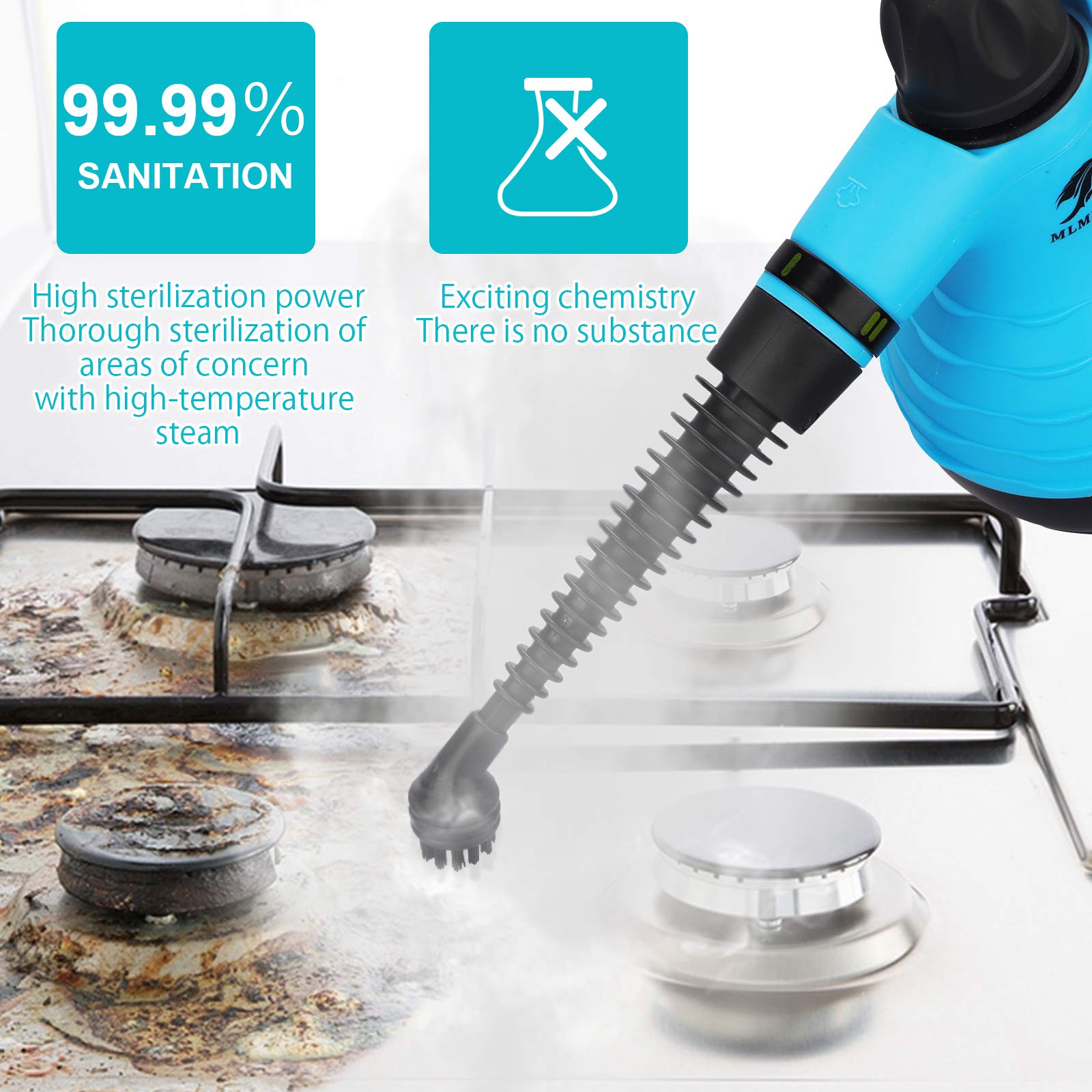 Mlmlant Handheld Steam Cleaner, Multipurpose Portable Upholstery Steamer With Safety Lock And 9 Accessory Kit For Carpet, Couch,