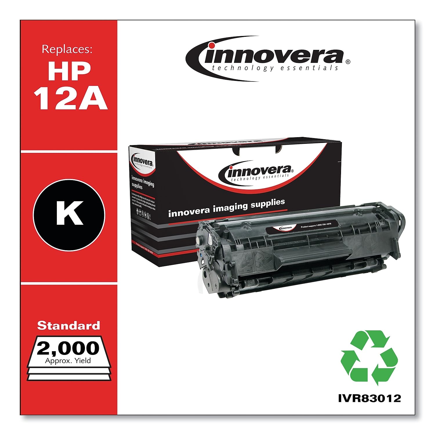 Innovera Ivr83012 2000 Page Yield Remanufactured Toner Replacement For 12A (Q2612A)   Black