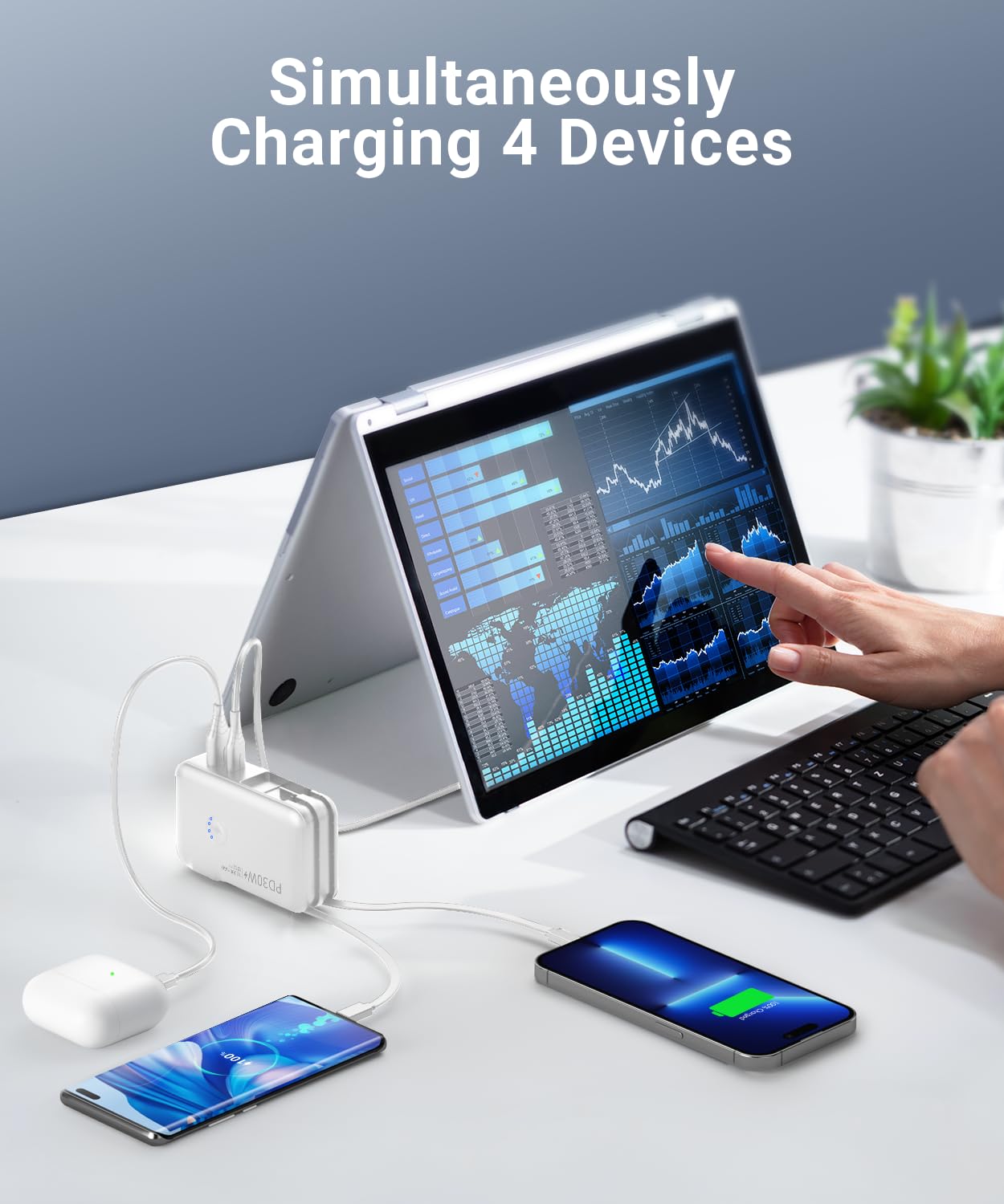 Portable Charger, Power Bank, 16000Mah Power Bank Built In Ac Wall Plug And Cables, Pd 30W And Qc4.0 Fast Charger For Iphone And