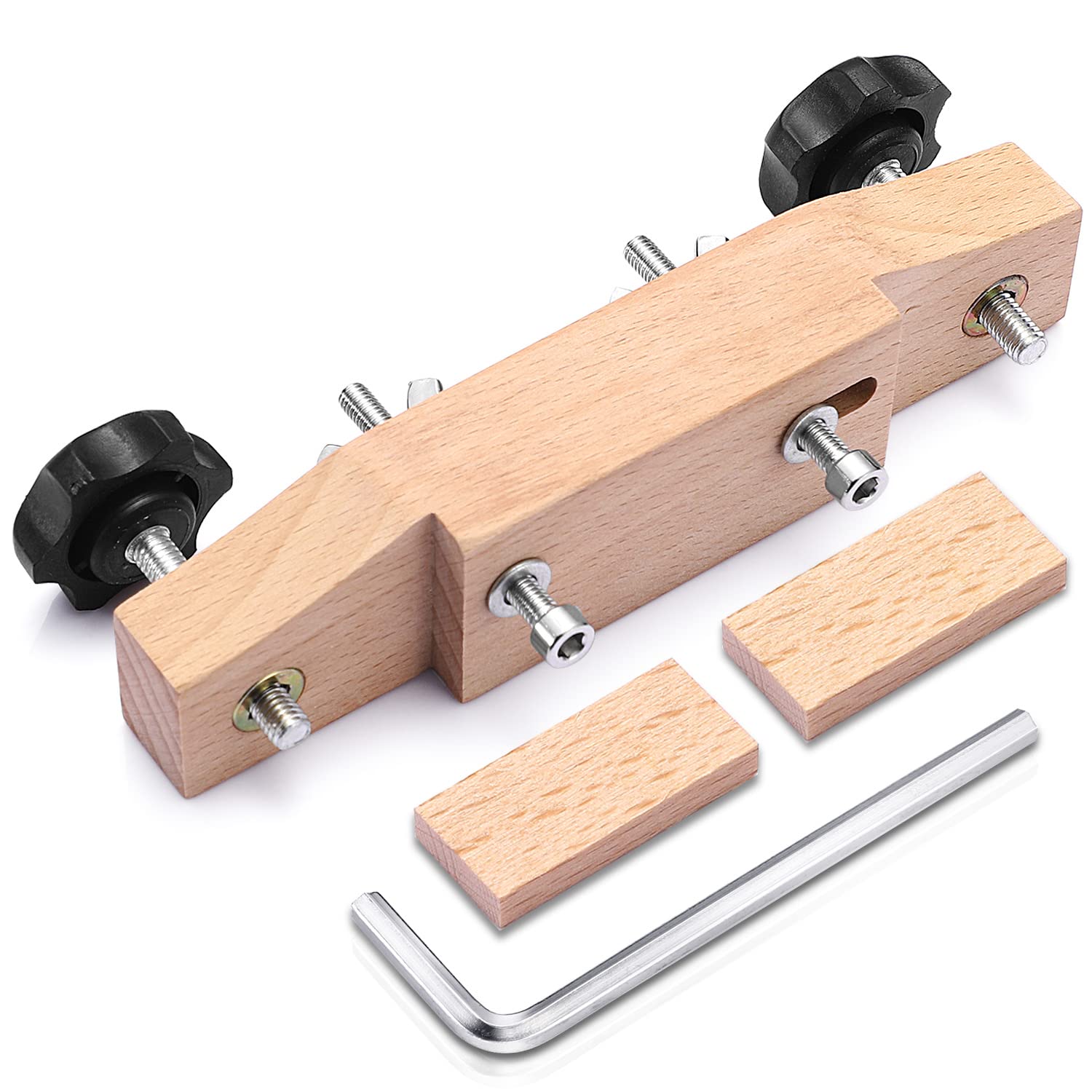 Facmogu Solid Maple Guitar Bridge Clamp, Entry Level Bridge Clamp Acoustic Luthier Tools With Cork Gasket & L Wrench, Wooden Gui