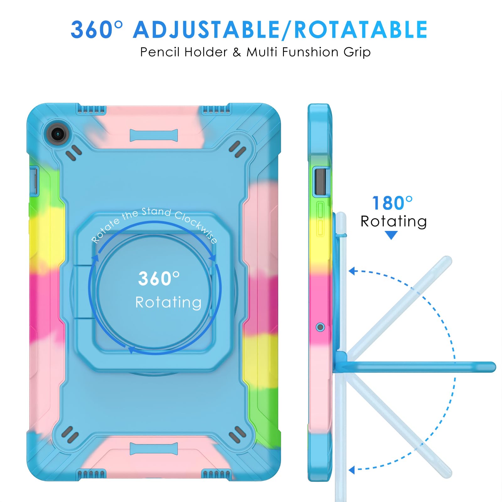 Detuosi Case For Samsung Galaxy Tab A9 Plus 11 Inch 2023, With 360Rotatable Stand & Shoulder Strap, Heavy Duty Shockproof Case F