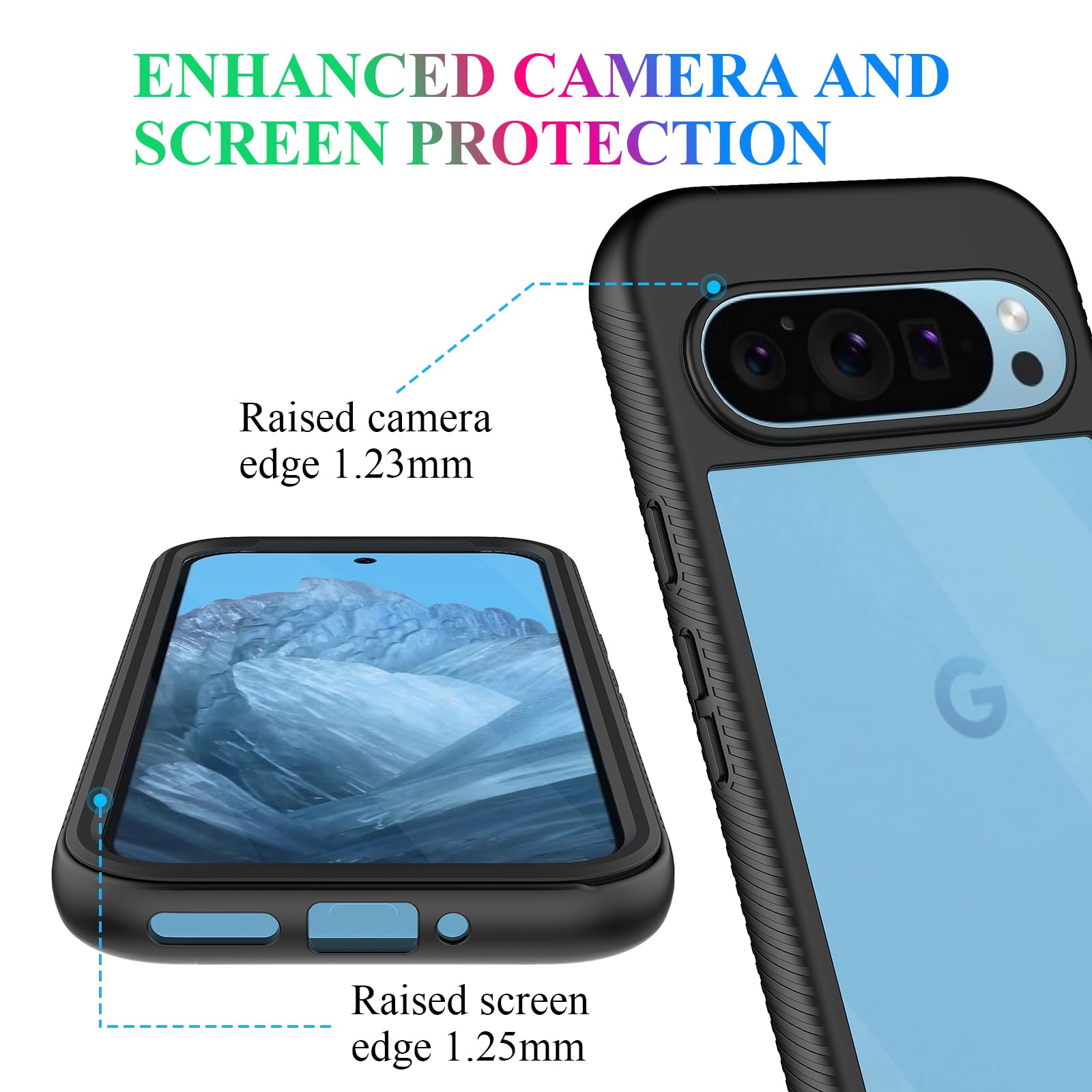 Wahhle Compatible With Google Pixel 9/9 Pro Case, Built In Screen Protector Full Body Shockproof Slim Fit Bumper Protective Phon