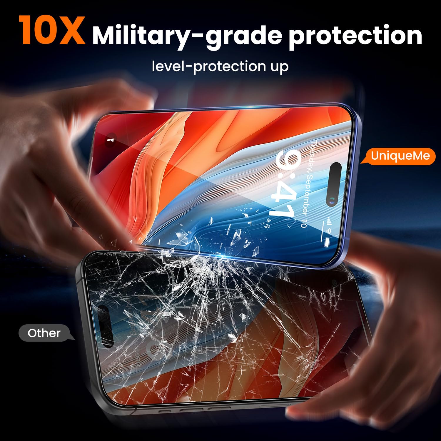 Uniqueme For Iphone 16 Plus Screen Protector   [Military Grade Shatterproof & 9H+ Hardness] Screen Protector 16 Plus Tempered Gl