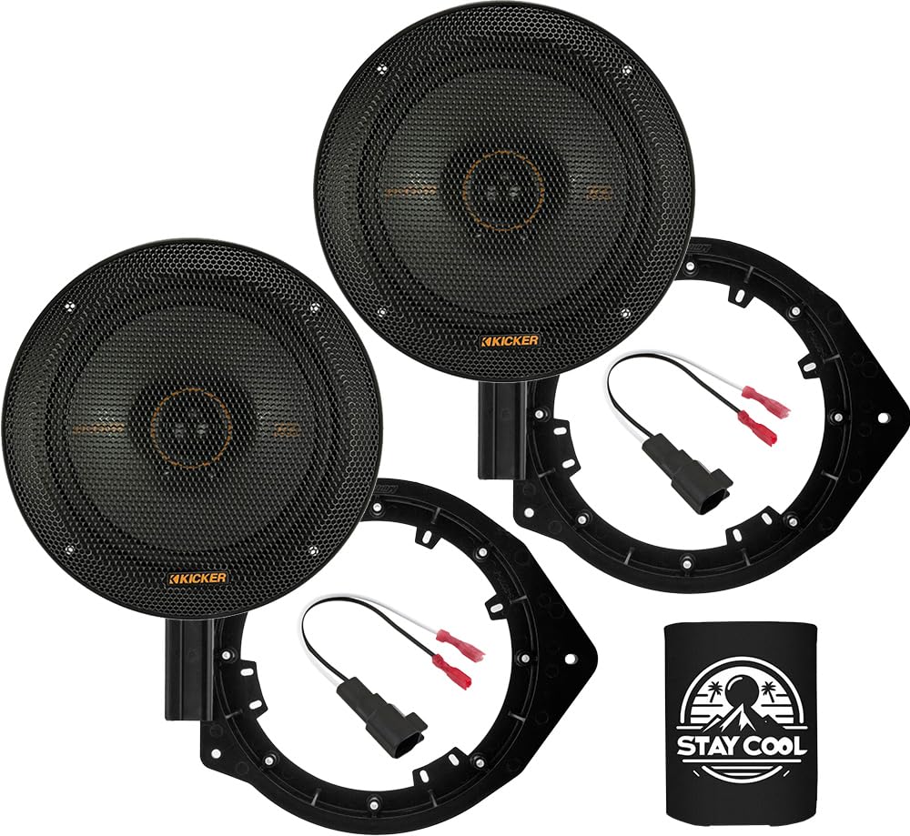 KICKER Rear Door 6.5 Speakers Kit for GMC Sierra 2500HD/3500HD(Crew) 2015-21 Upgrade Kit - Pair of KS Series 6 1/2 Inch Coaxial
