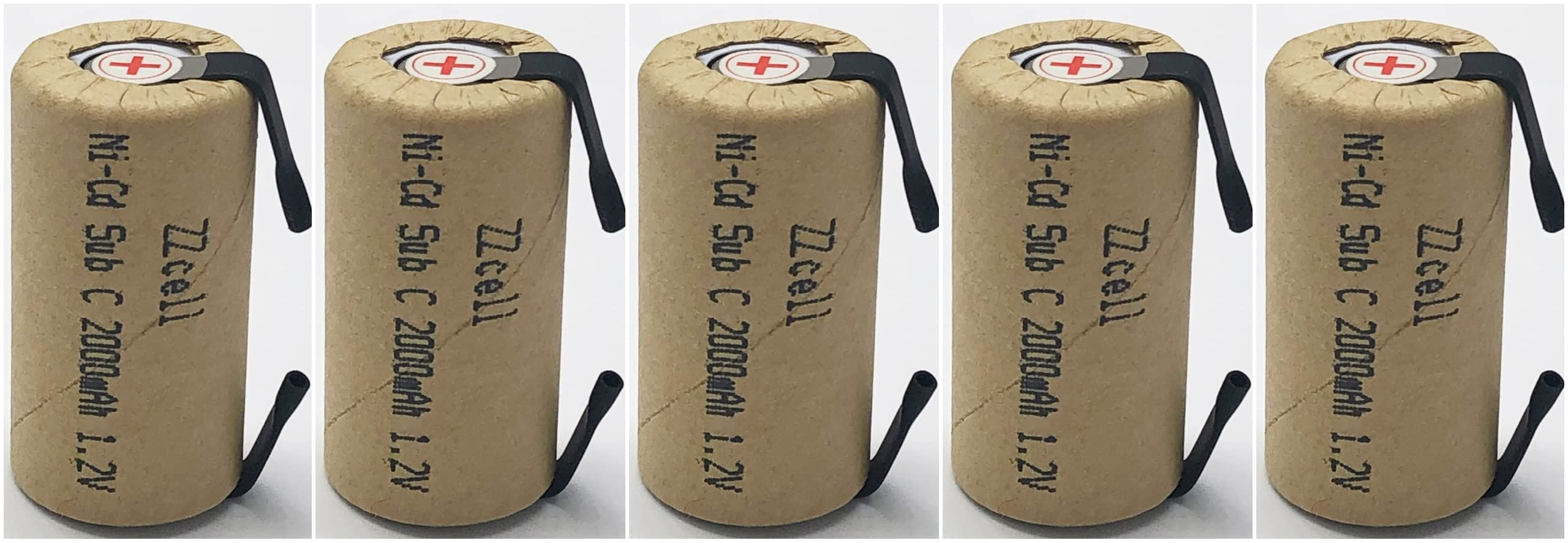 5X Zzcell Sub C Batteries With Tabs Rechargeable For Power Tools 10C Discharge Rate Nicd 1.2V 2000Mah Pack Of 5
