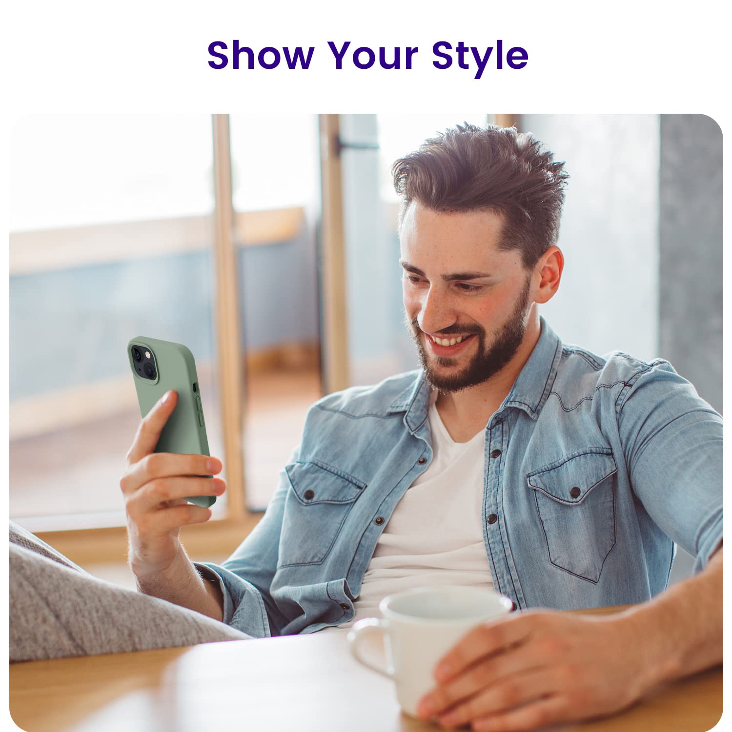 Otofly Designed For Iphone 13 Case, Silicone Shockproof Slim Thin Phone Case For Iphone 13 6.1 Inch Calke Green