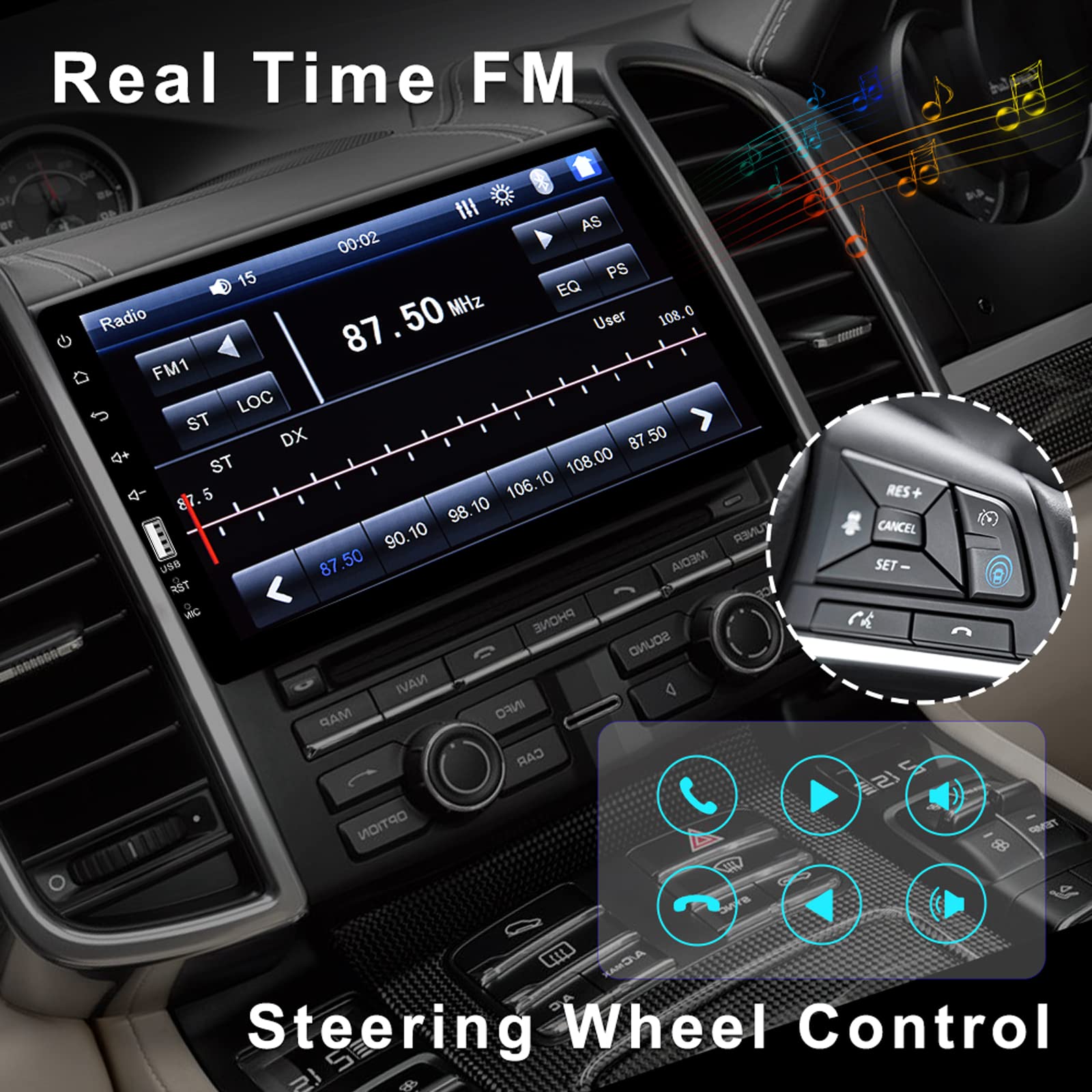 Single Din Car Stereo With Bluetooth 9 Inch Hd Touch Screen Car Stereo With Backup Camera + External Microphone + Fm Mp5 Player Car Audio Receivers Support Mirror Link Swc Usb Eq Car Radio