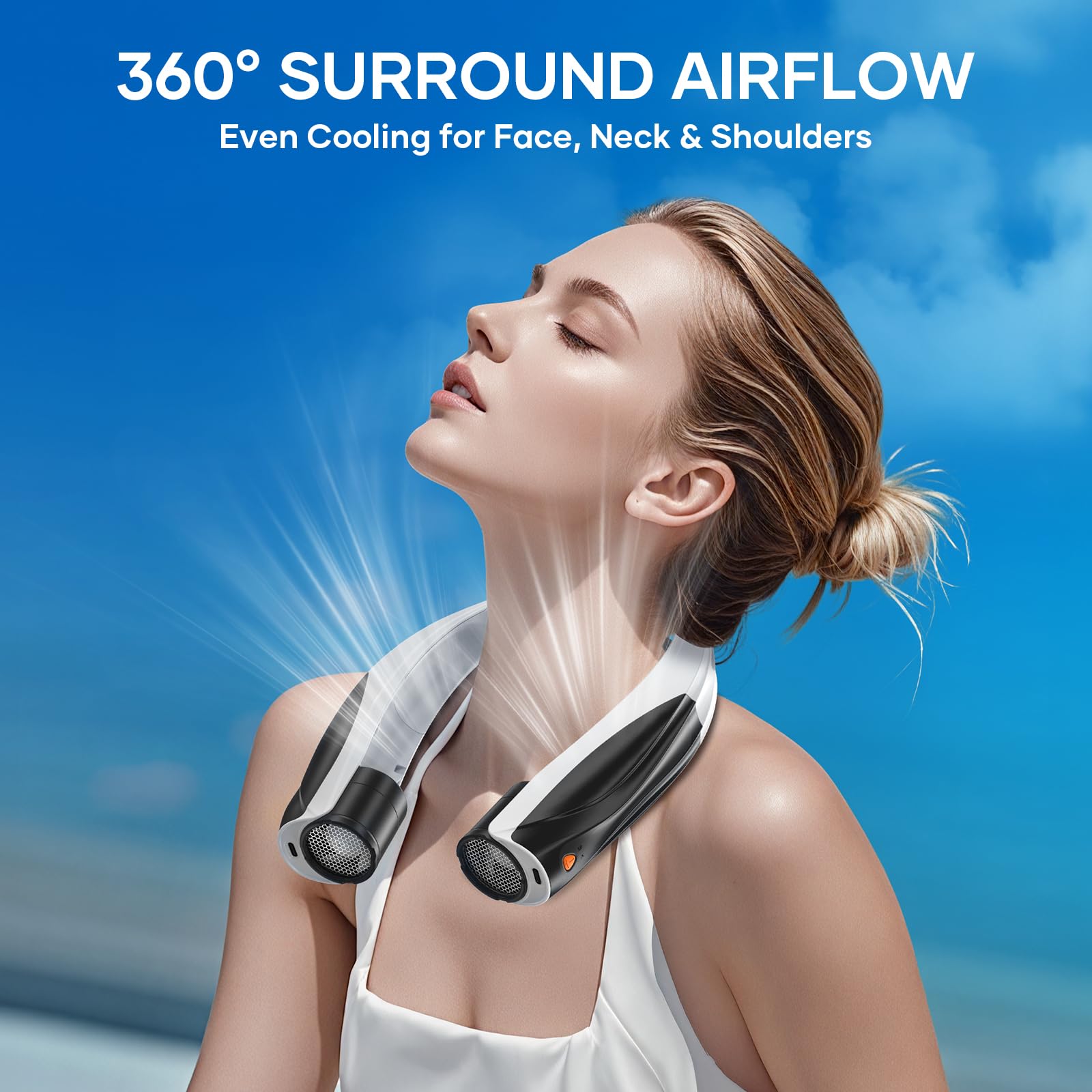 Jij Neck Fan - Portable Neck Fan Rechargeable With 6 Adjustable Speeds, Neck Cooler With 360 Surround Breeze, Upgraded Long-Last