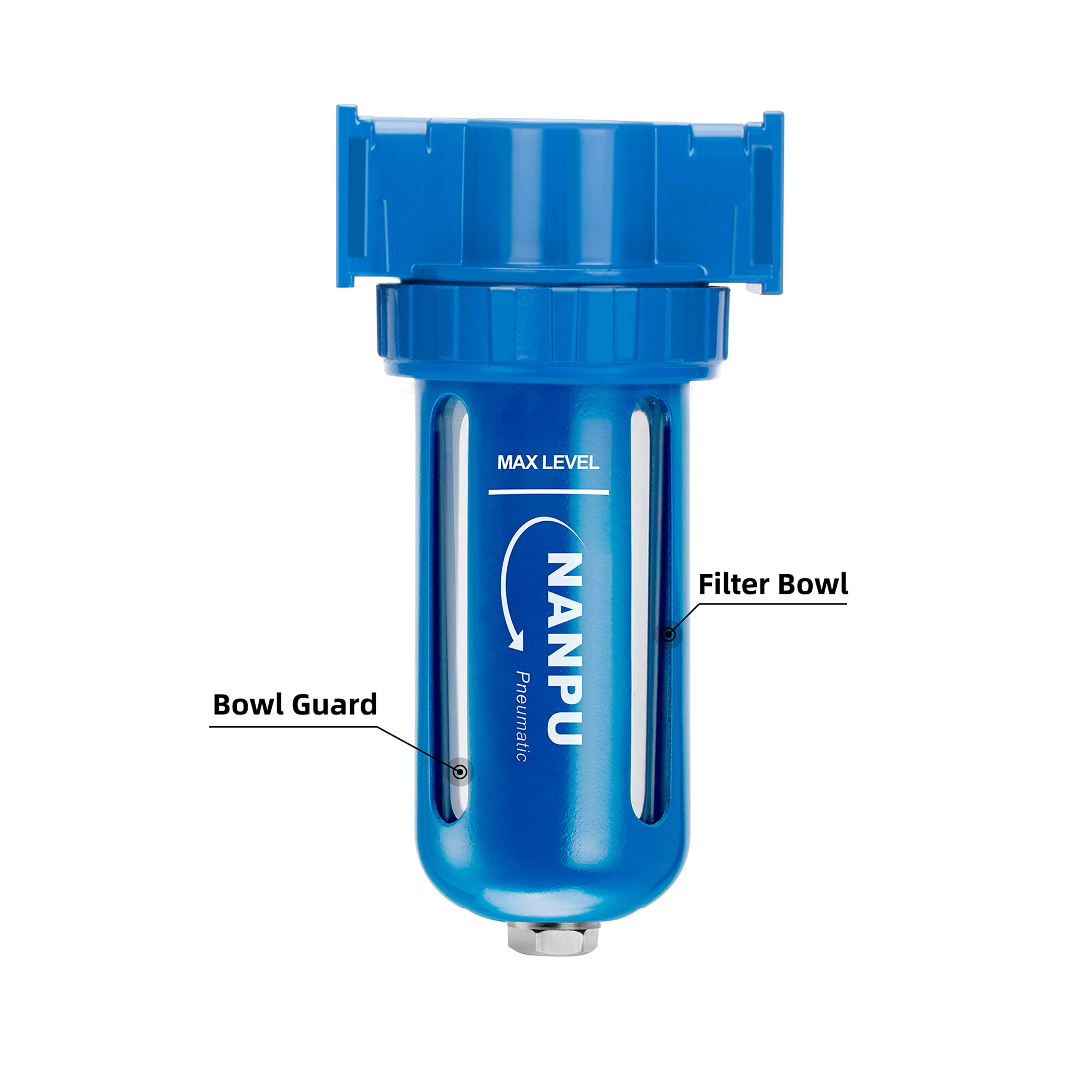 Nanpu Zinc Alloy Desiccant Dryer, Compressed Air In Line Filter, Moisture Water Separator, Poly Bowl (3/8'' Npt)