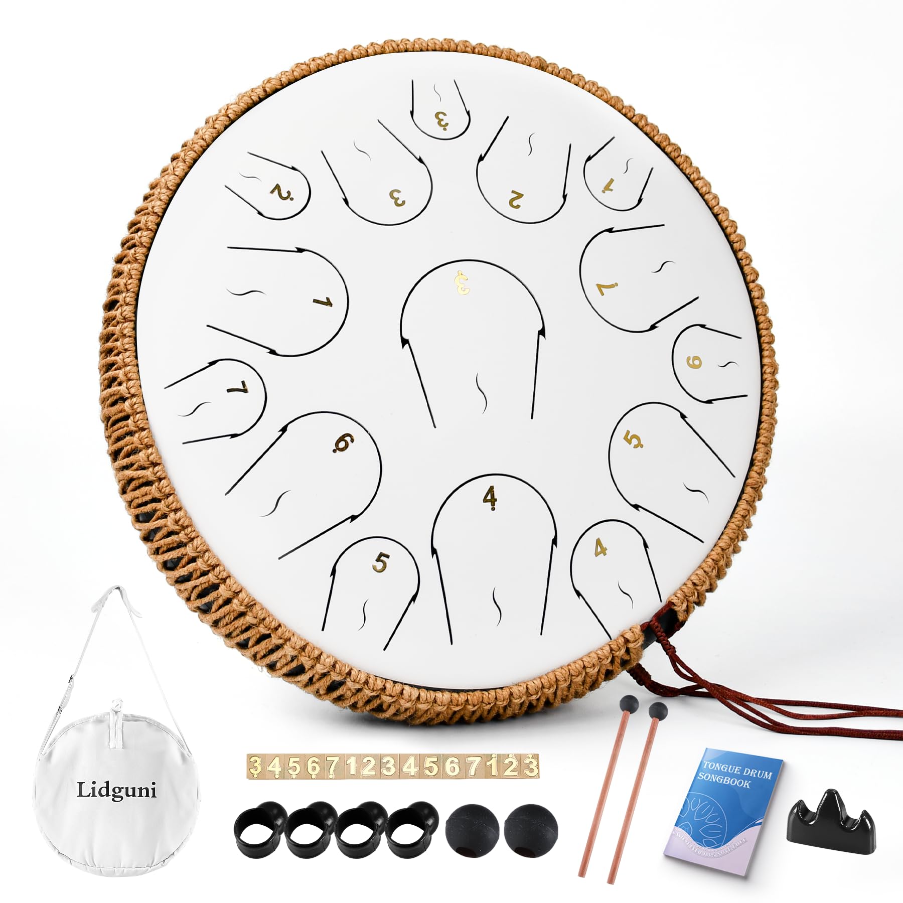 Steel Tongue Drum, 14 Inch 15 Note Hand Pan Drum, Tongue Drum Instrument With Music Book, Steel Handpan Drum Mallets And Carry B